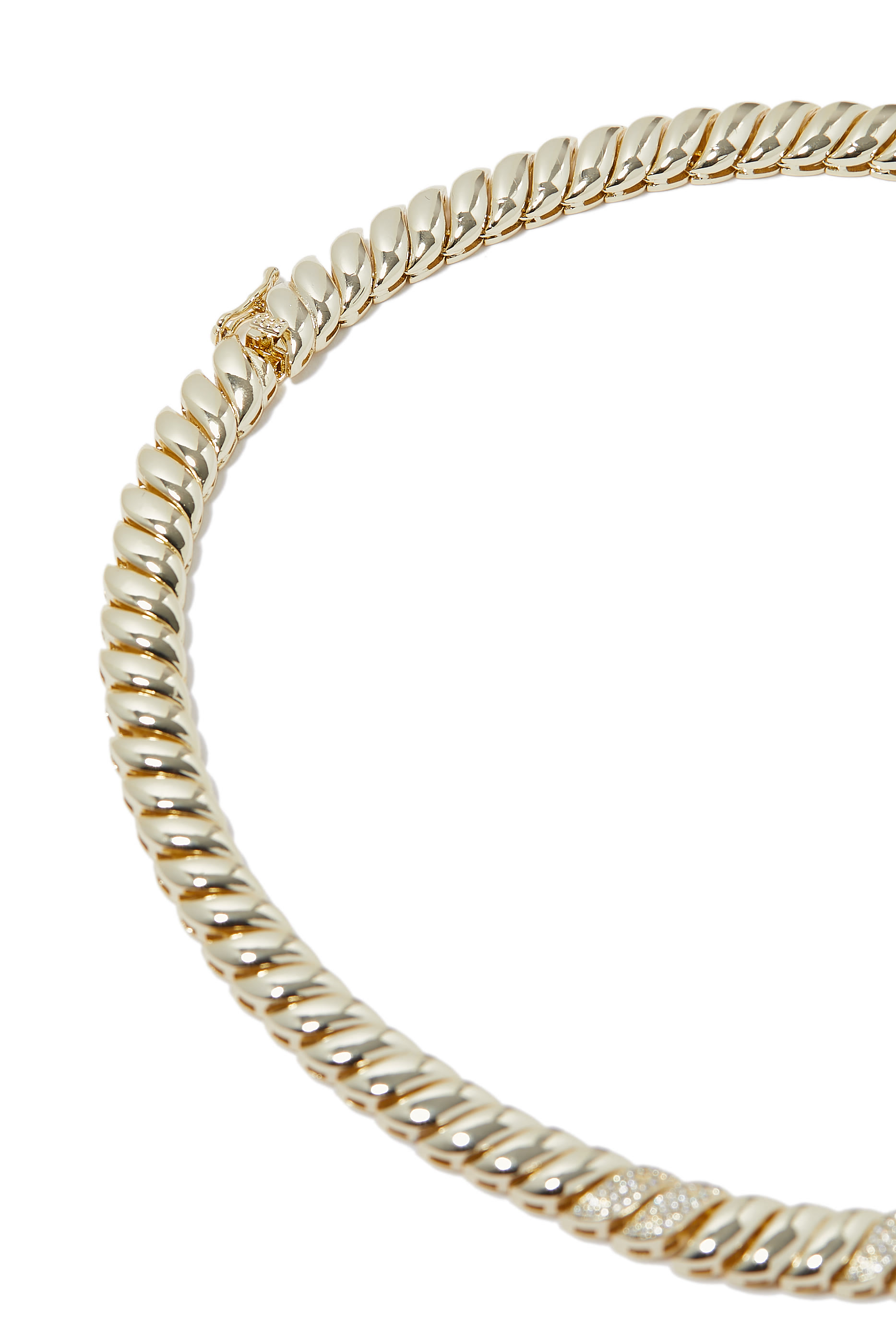 Pave Cubic Zirconia Stations Estate Link Necklace