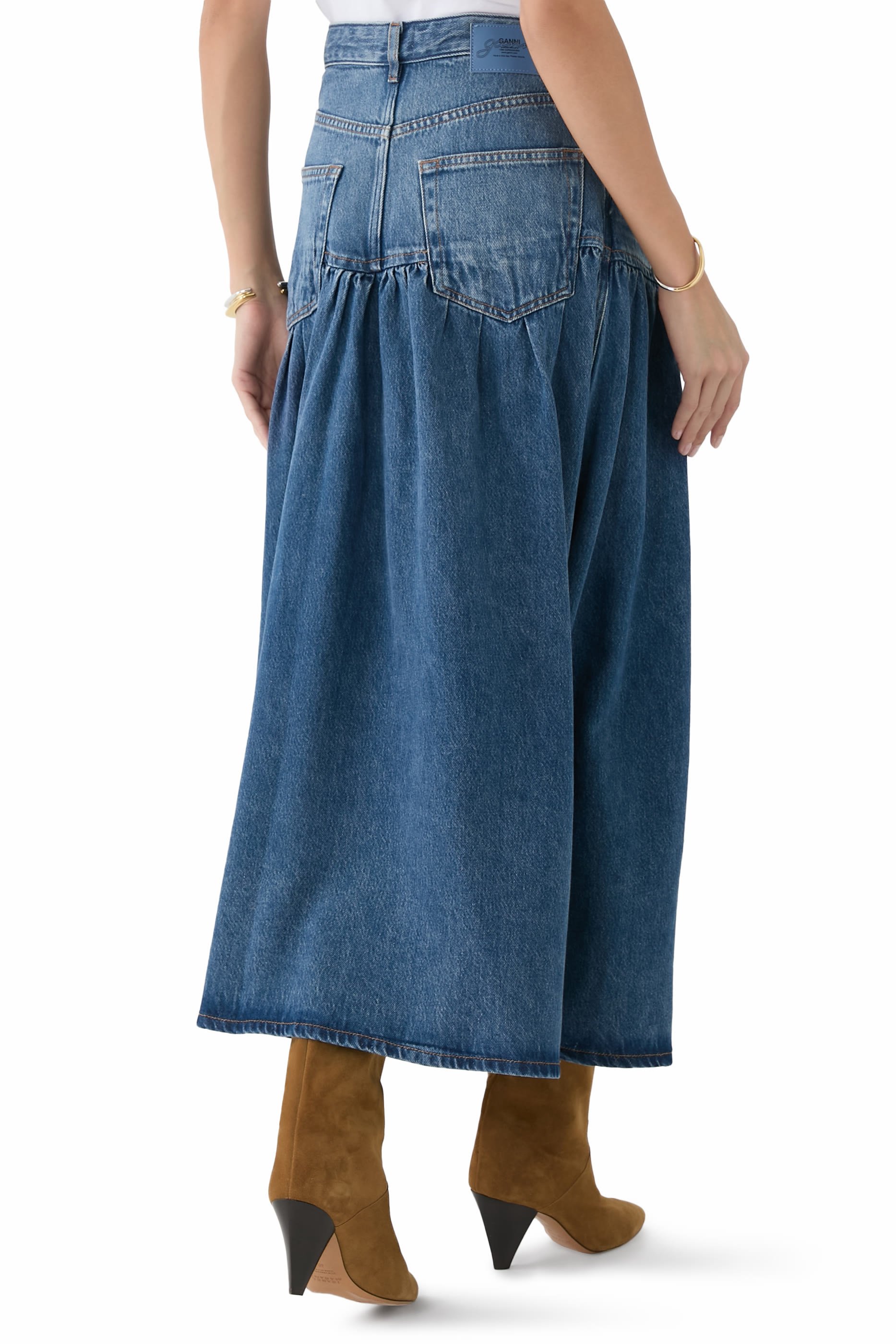 Soft Rigid Denim Long Skirt
