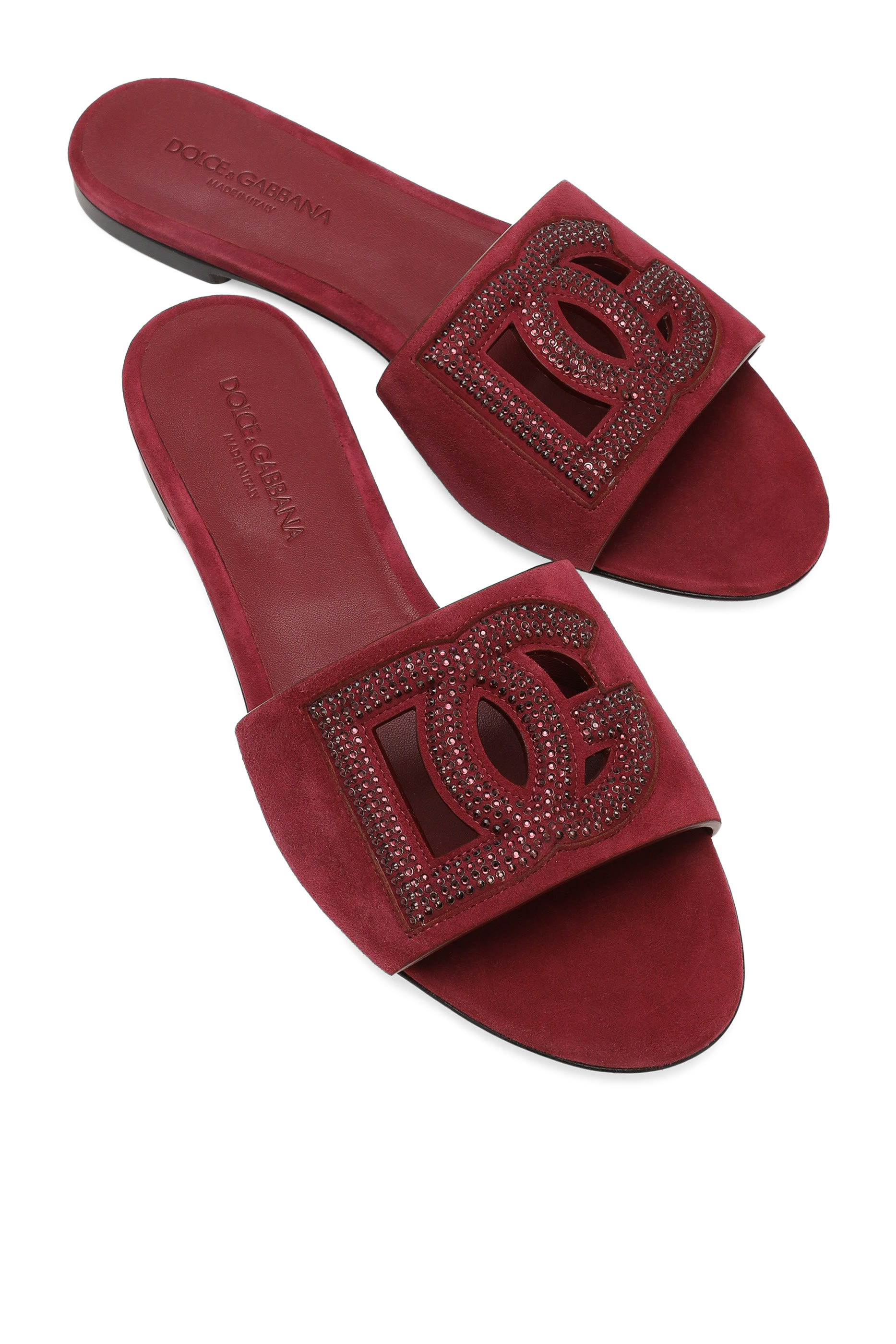 DG Logo Suede & Rhinestone Slippers