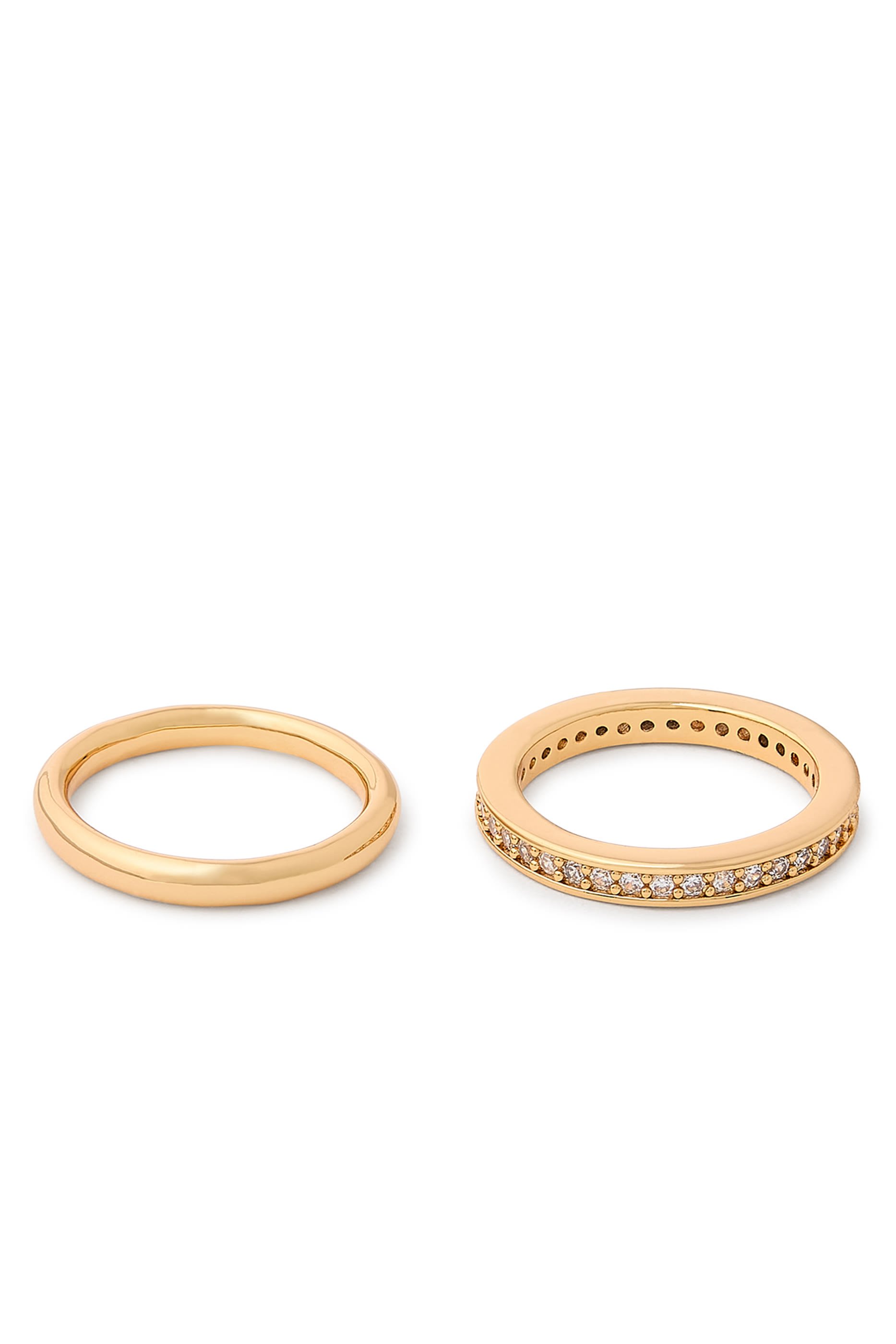 Vroom Ring Set, 14K Gold Plated Brass & Cubic Zirconia