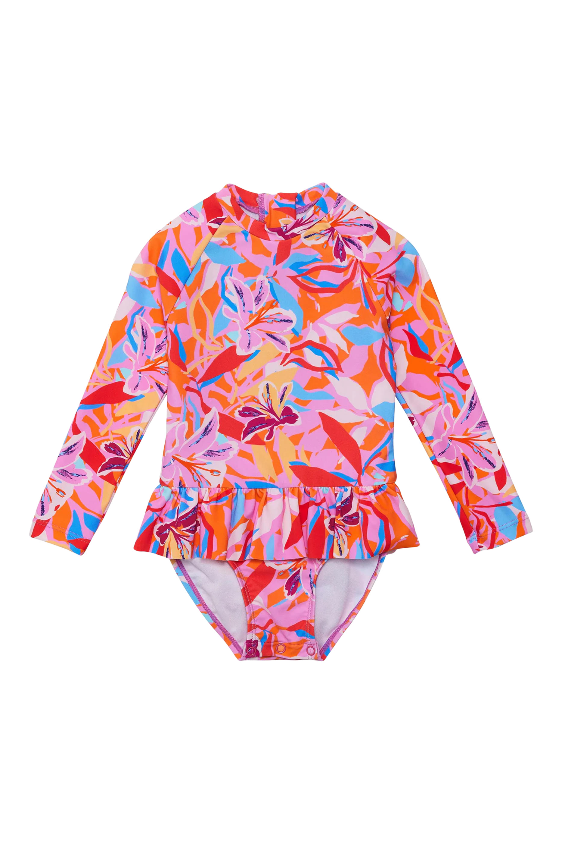 Kids Blooming Sunset Sustainable Long Sleeves Skirt Surf Suit