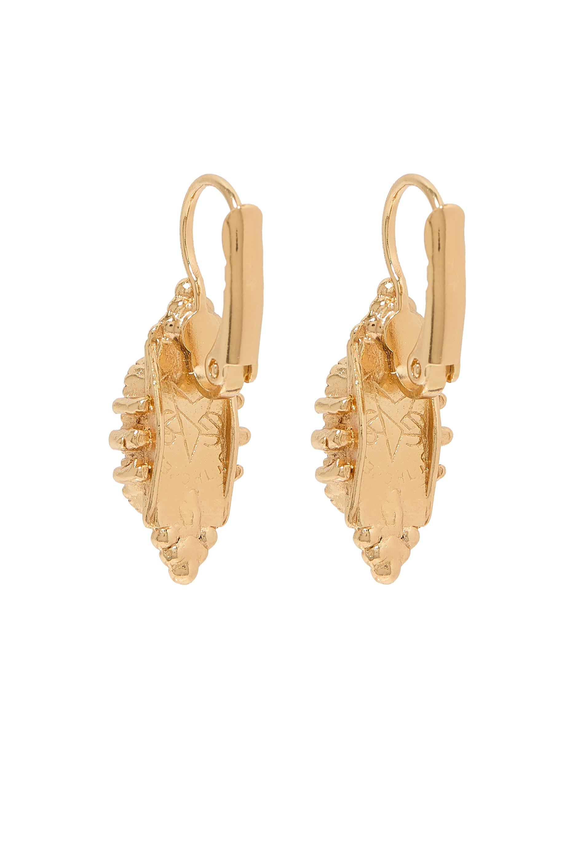 Serti Talisman Earrings, Gold-Plated Brass & Amethyst Gemstone