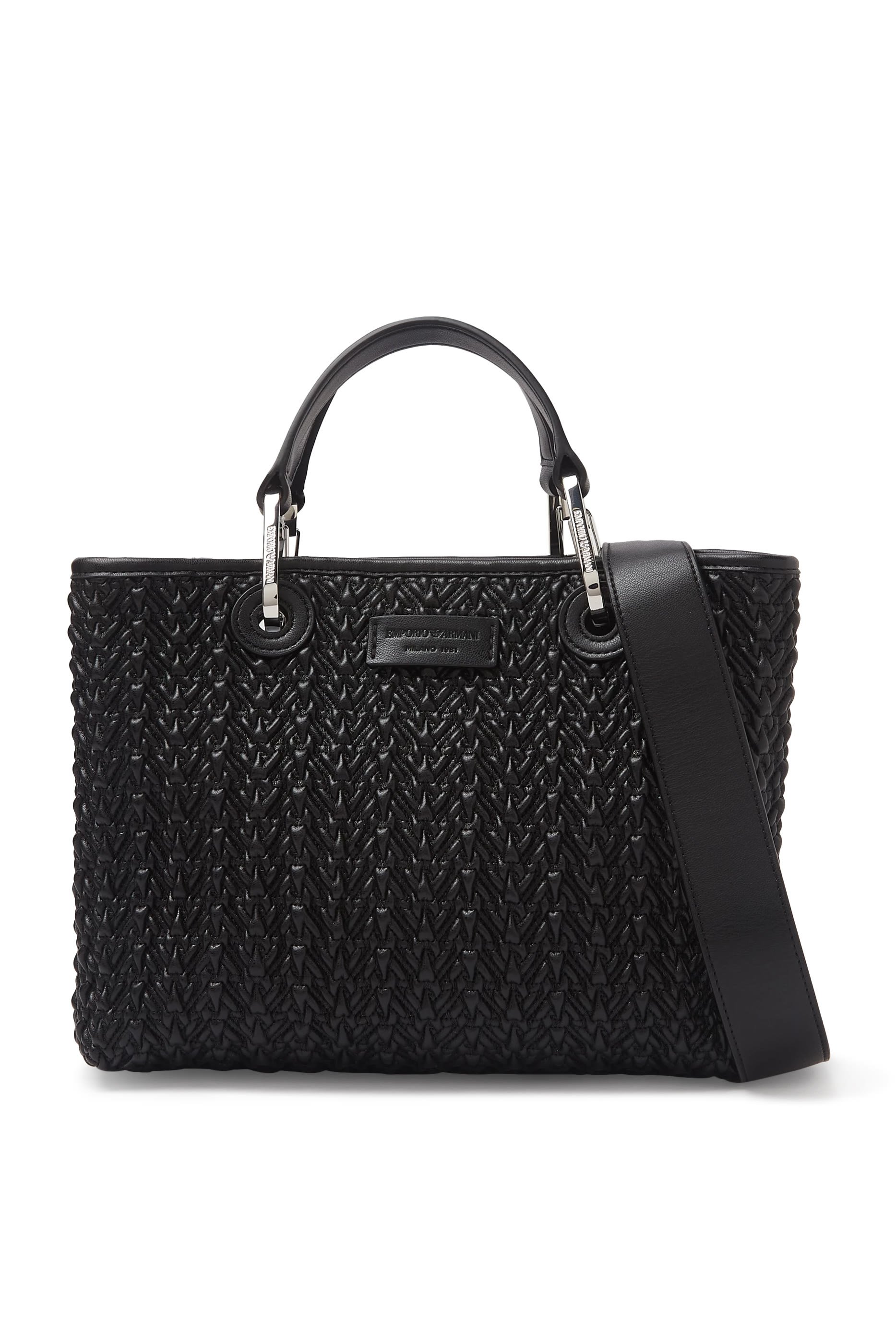 MyEA Small Shopper Bag in Interwoven Leather