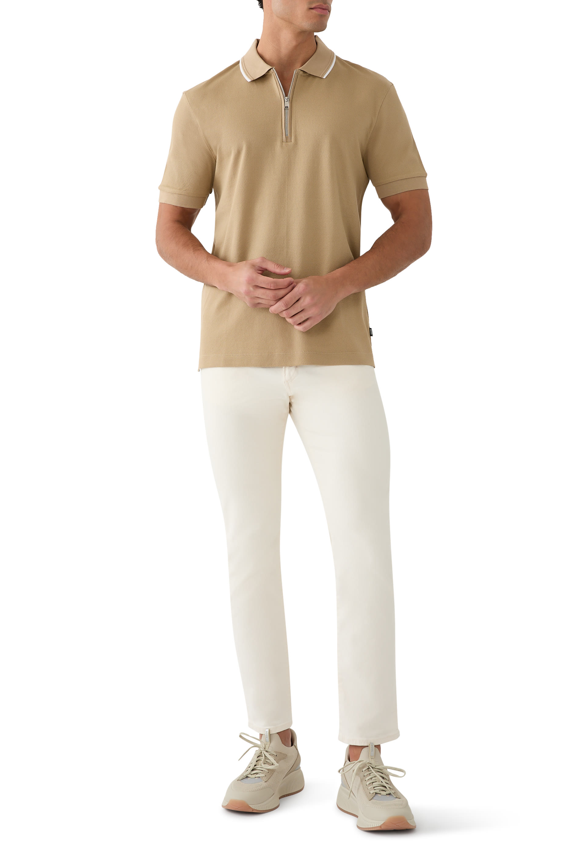 Structured-Cotton Polo Shirt with Zip Placket