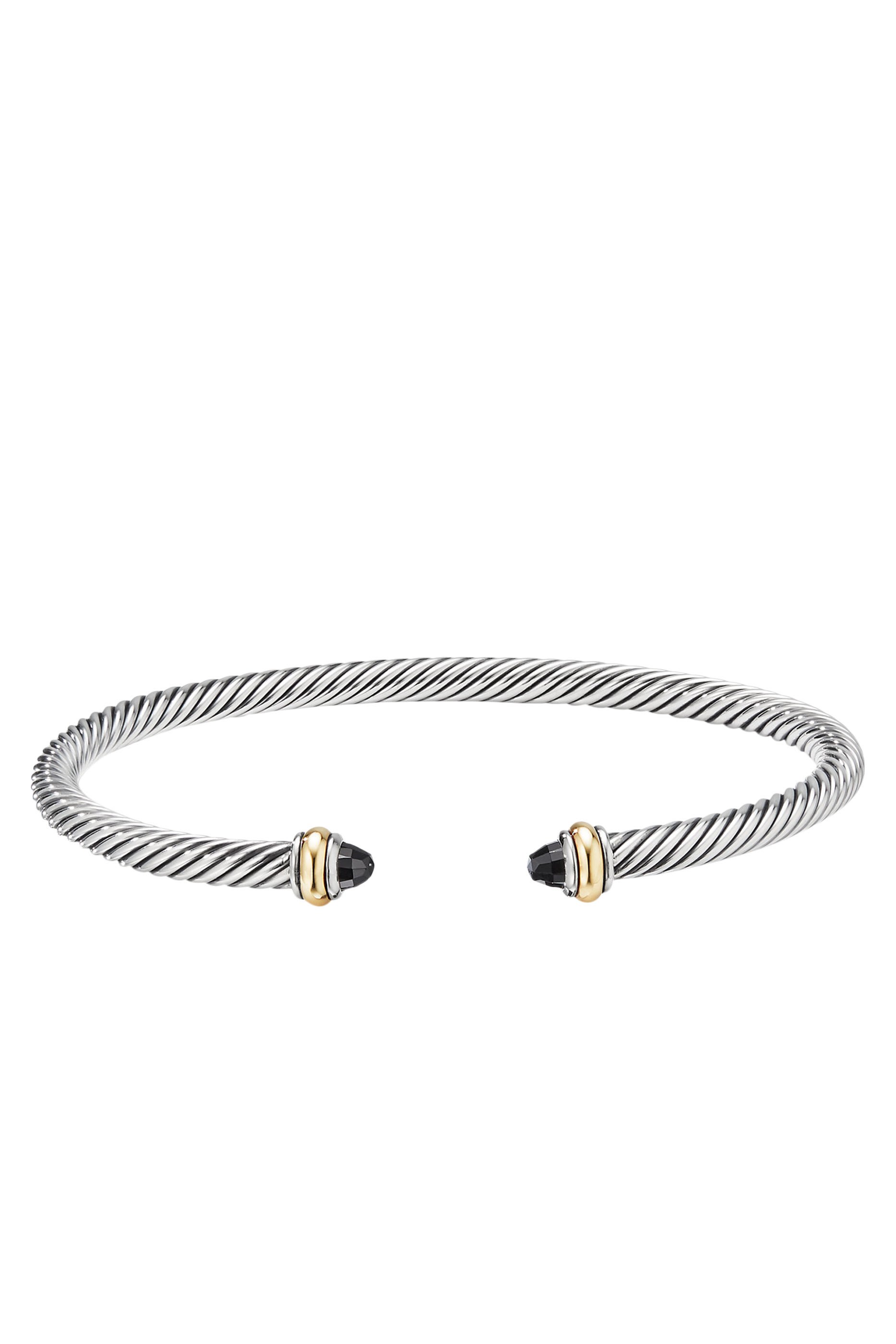 Classic Cable Bracelet, Sterling Silver with 18k Yellow Gold & Onyx