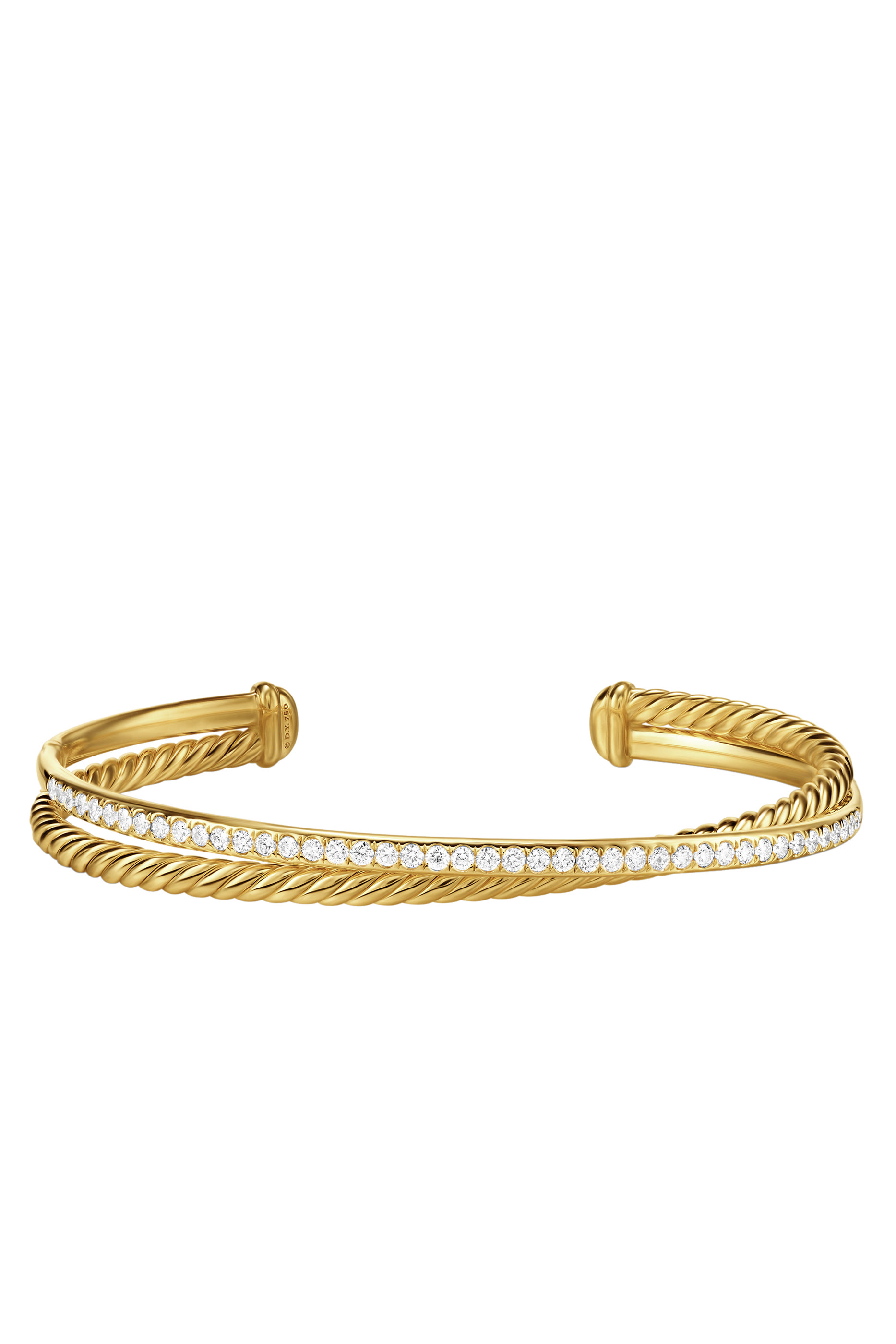 Crossover Two Row Bracelet, 18k Yellow Gold & Diamonds