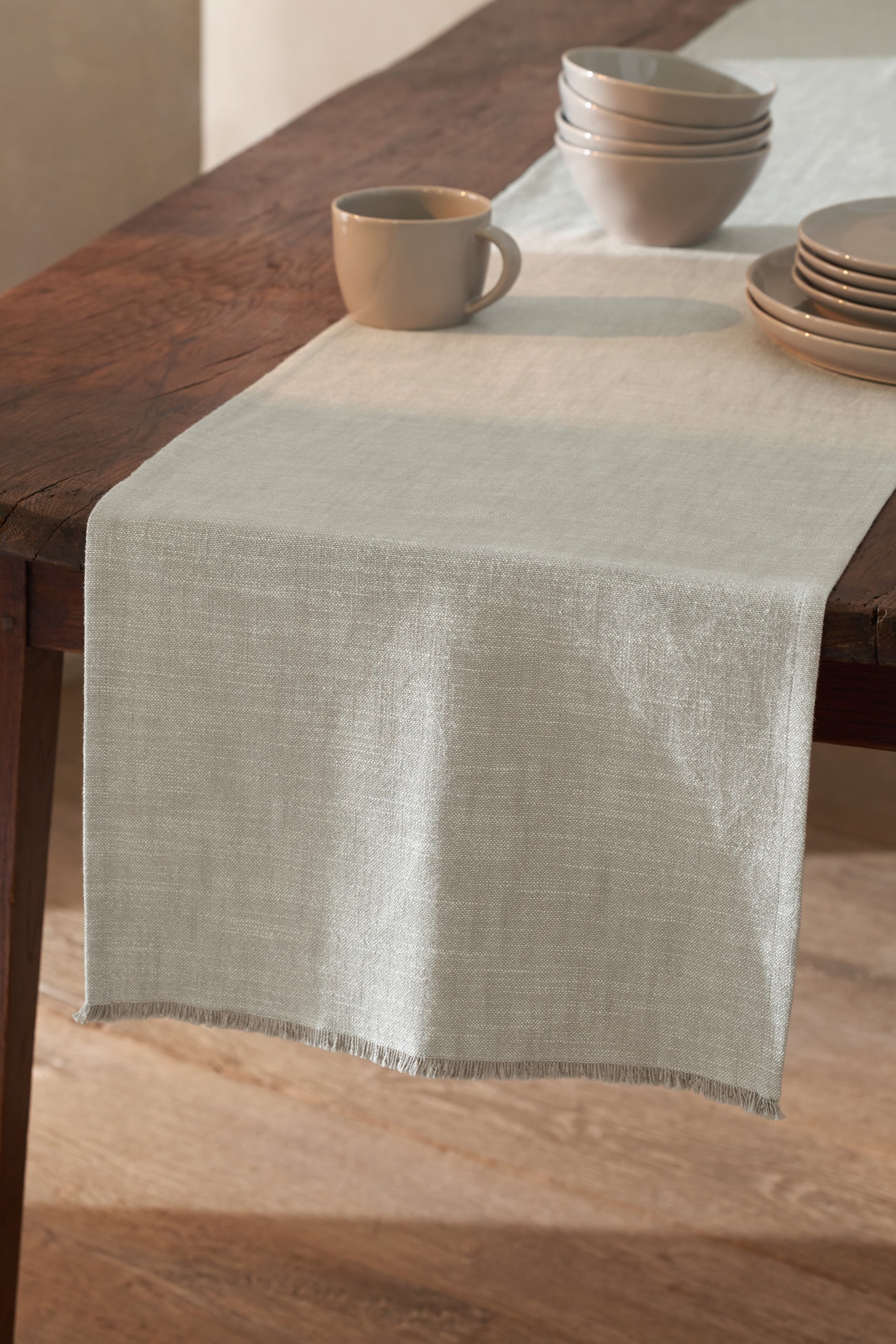 Soft Grey Fringed Runner