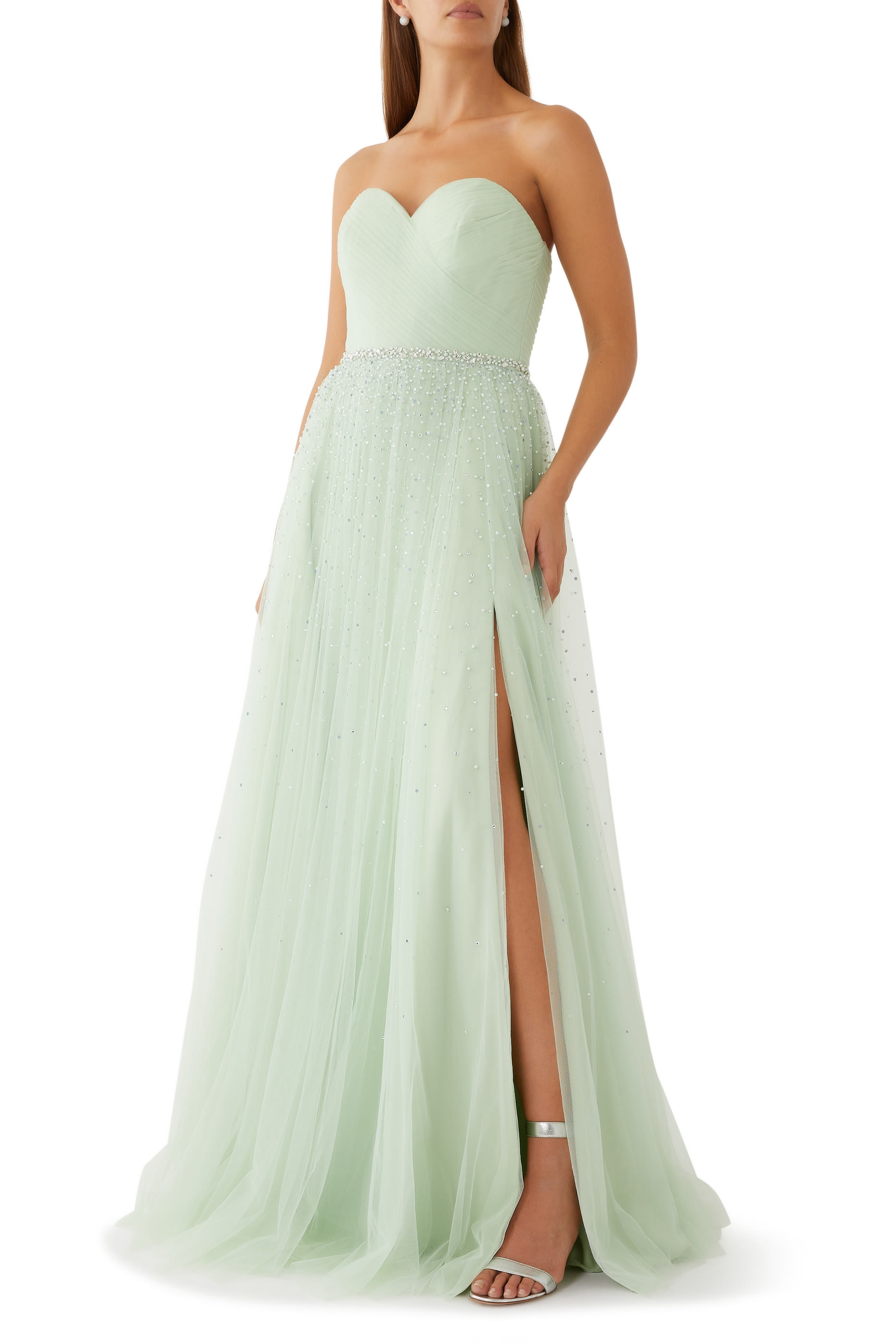  Beaded Gown with Detachable Cape