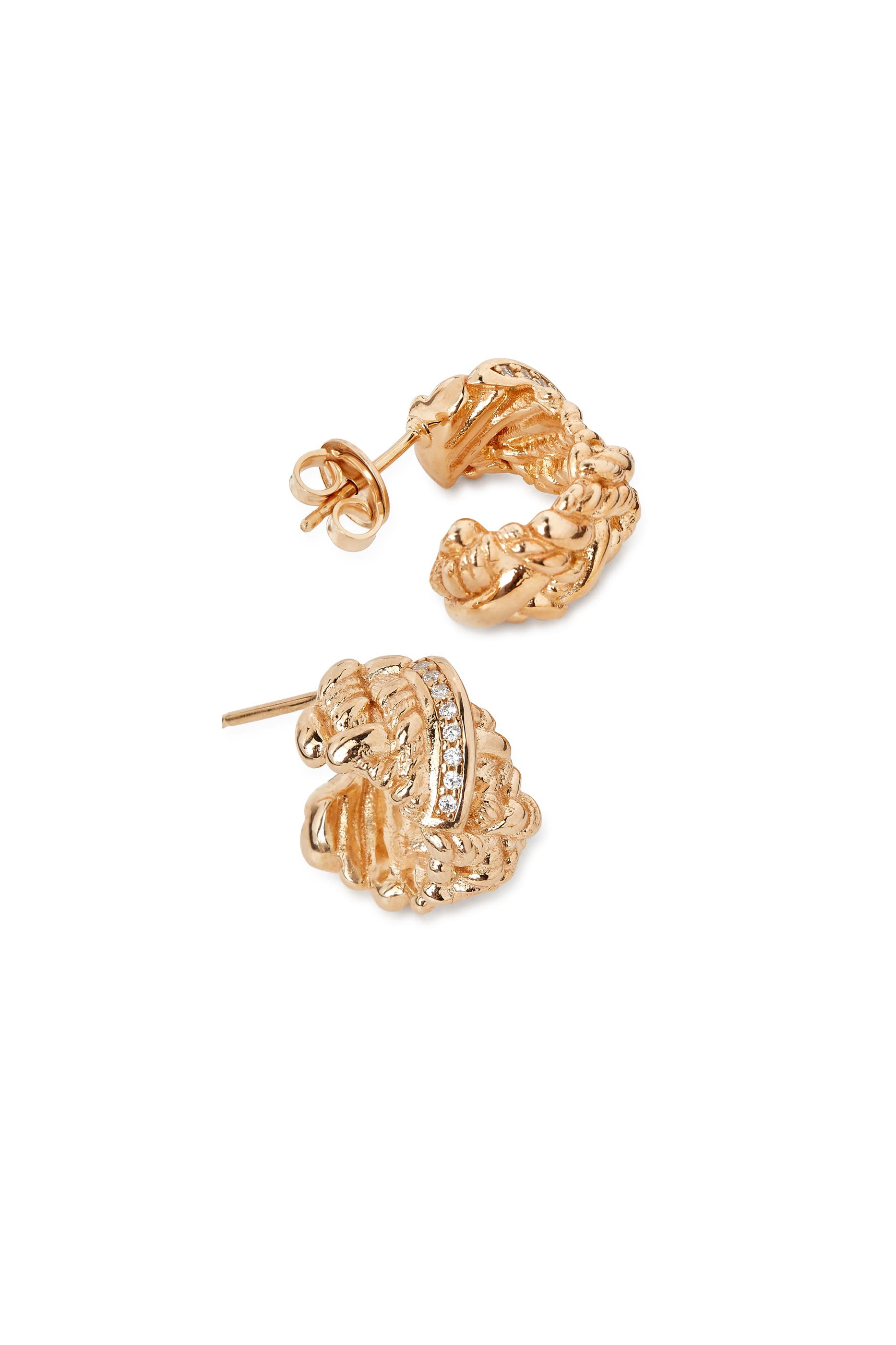  Intreccio Hoop Earrings, 18k Gold-Finish Sterling Silver & Cubic Zirconia