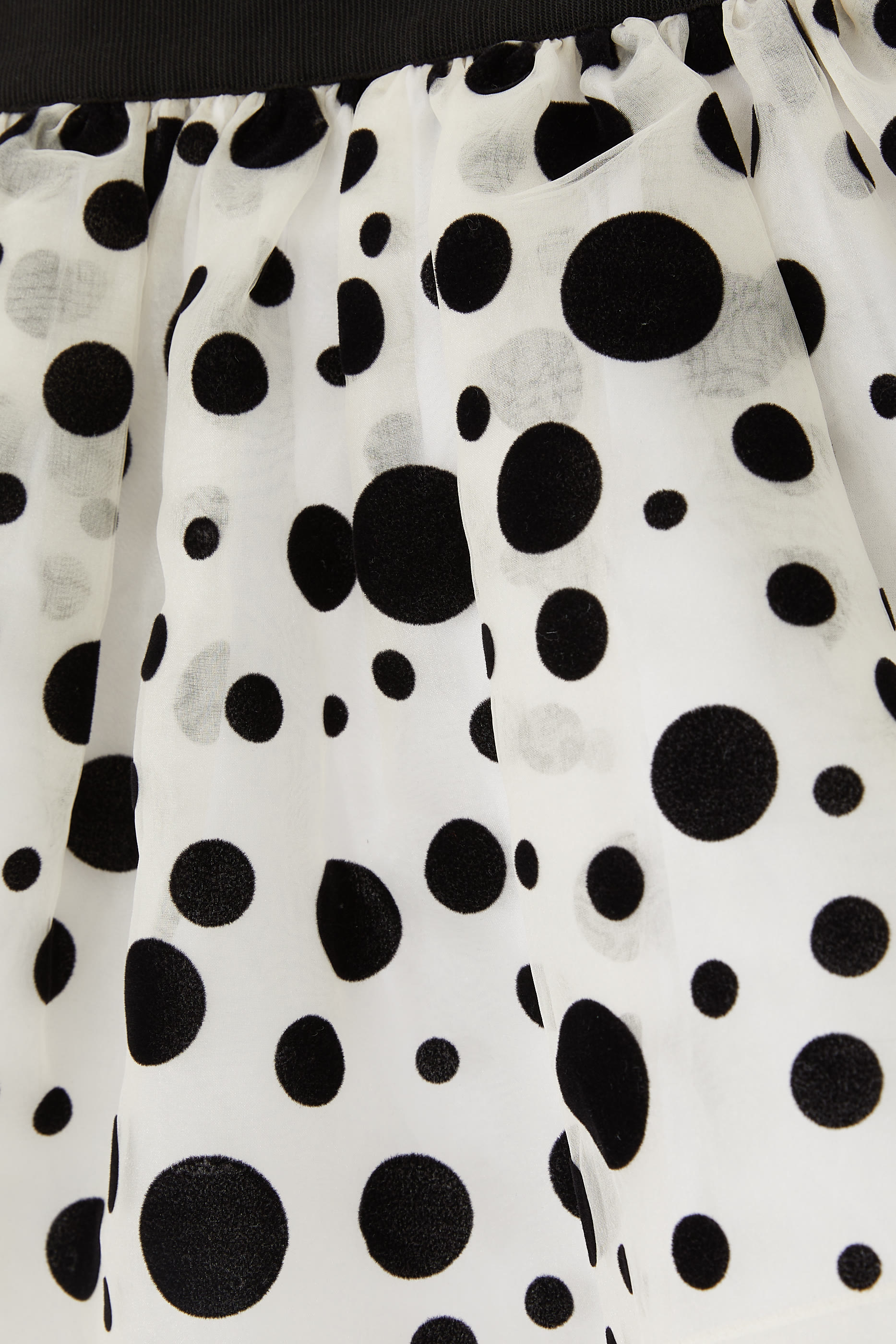 Flock Polka-Dot Organza Skirt