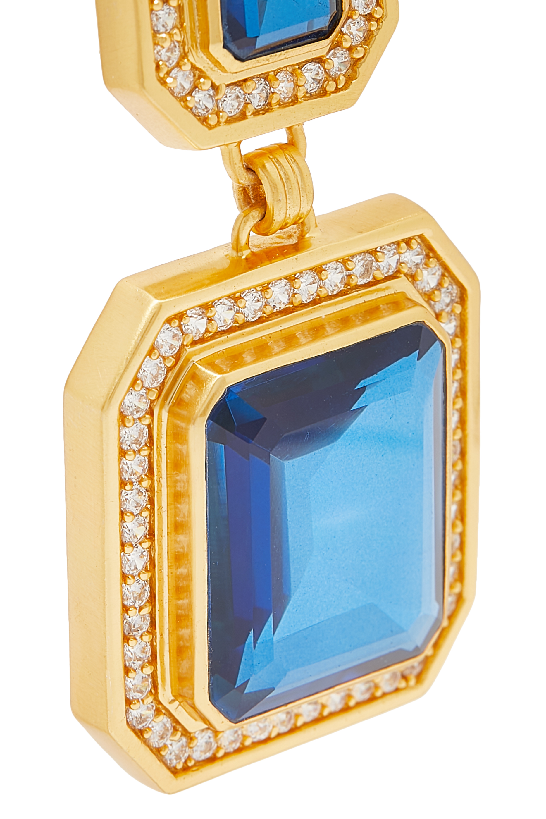 Jennifer Pacifique Earrings, 24k Gold Micron Plated Brass & Sapphire Quartz & Crystal Quartz