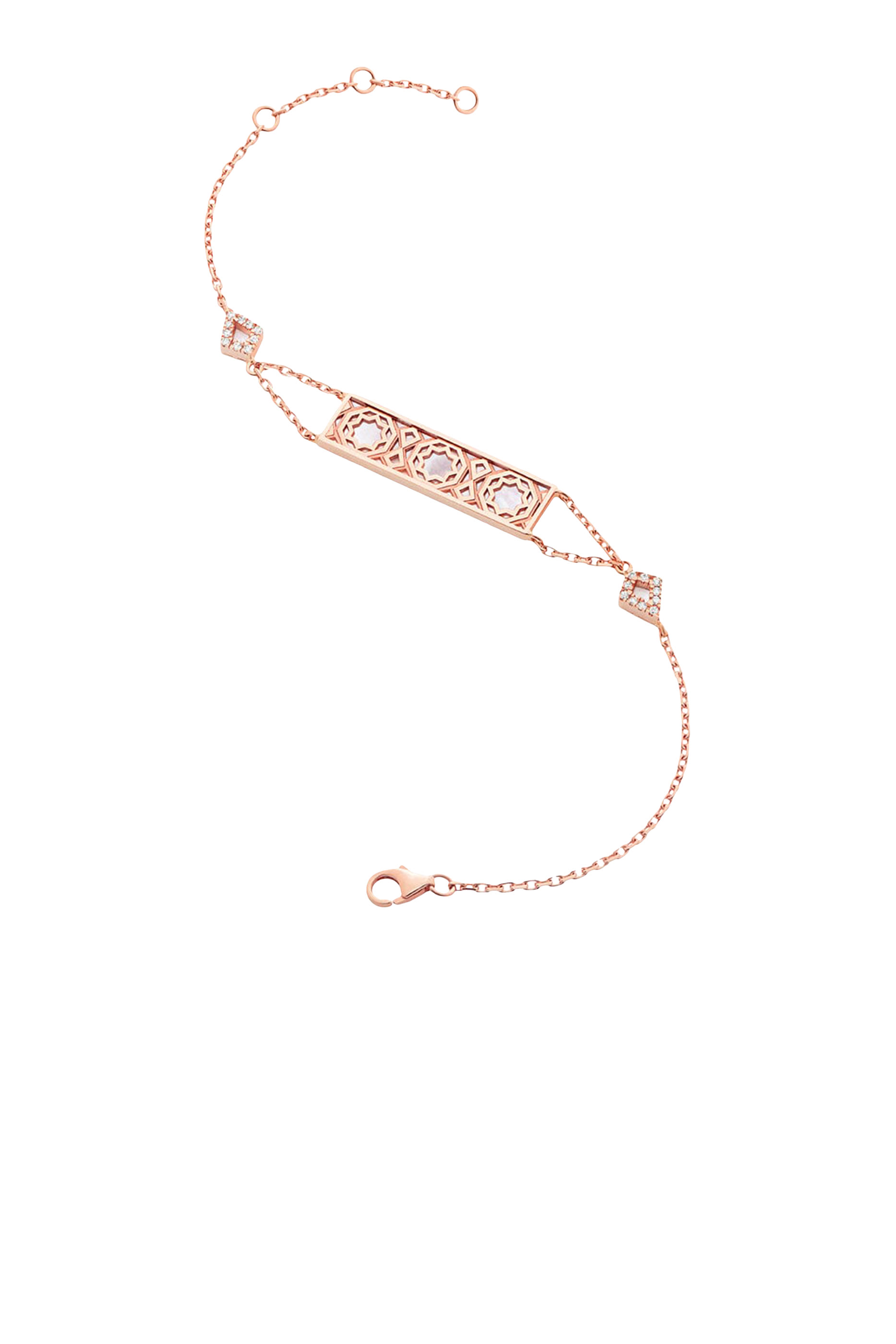 Oud Turath Bracelet, 18K Rose Gold, Diamonds & Mother of Pearls