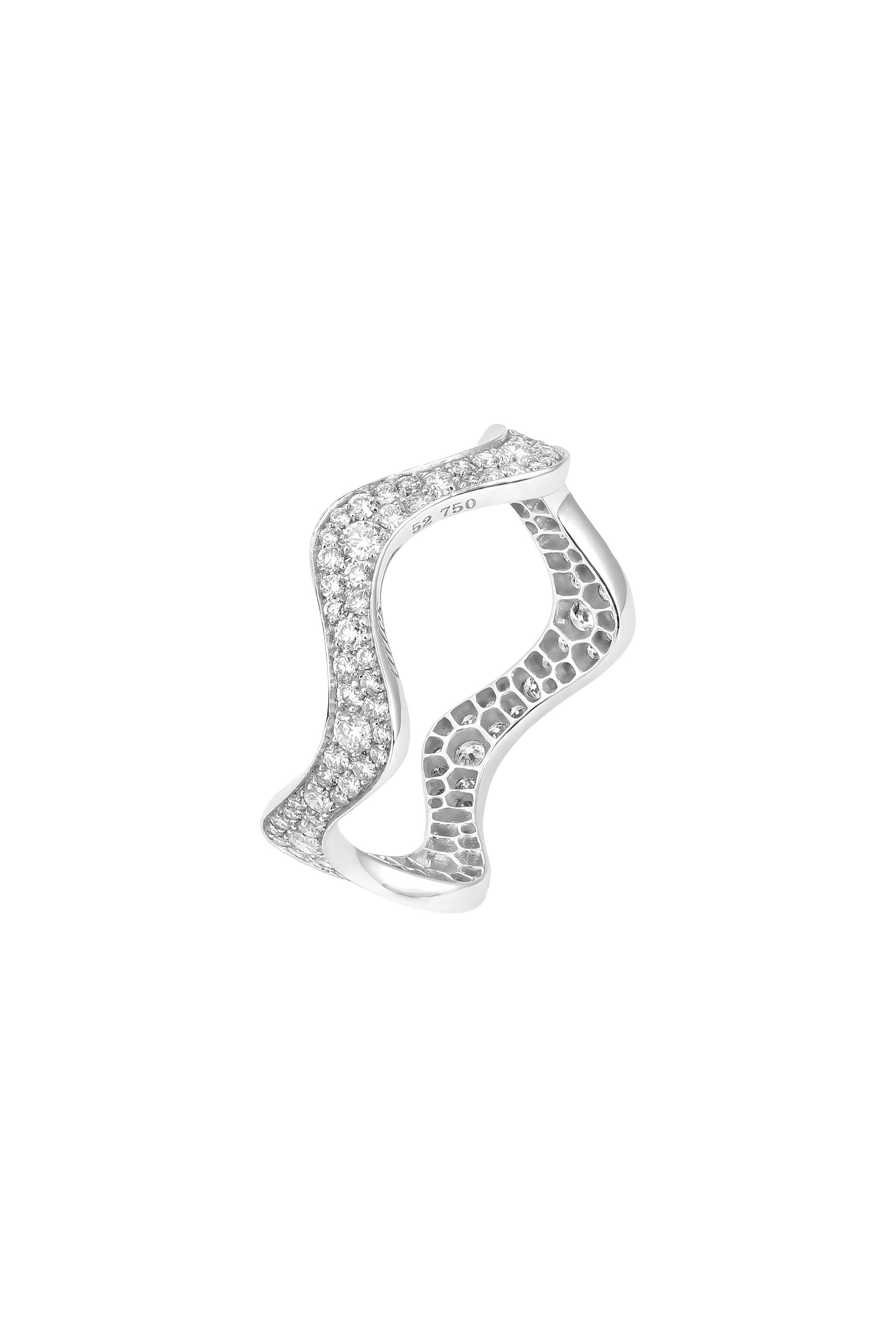 Waves Ring, 18k White Gold & Diamonds