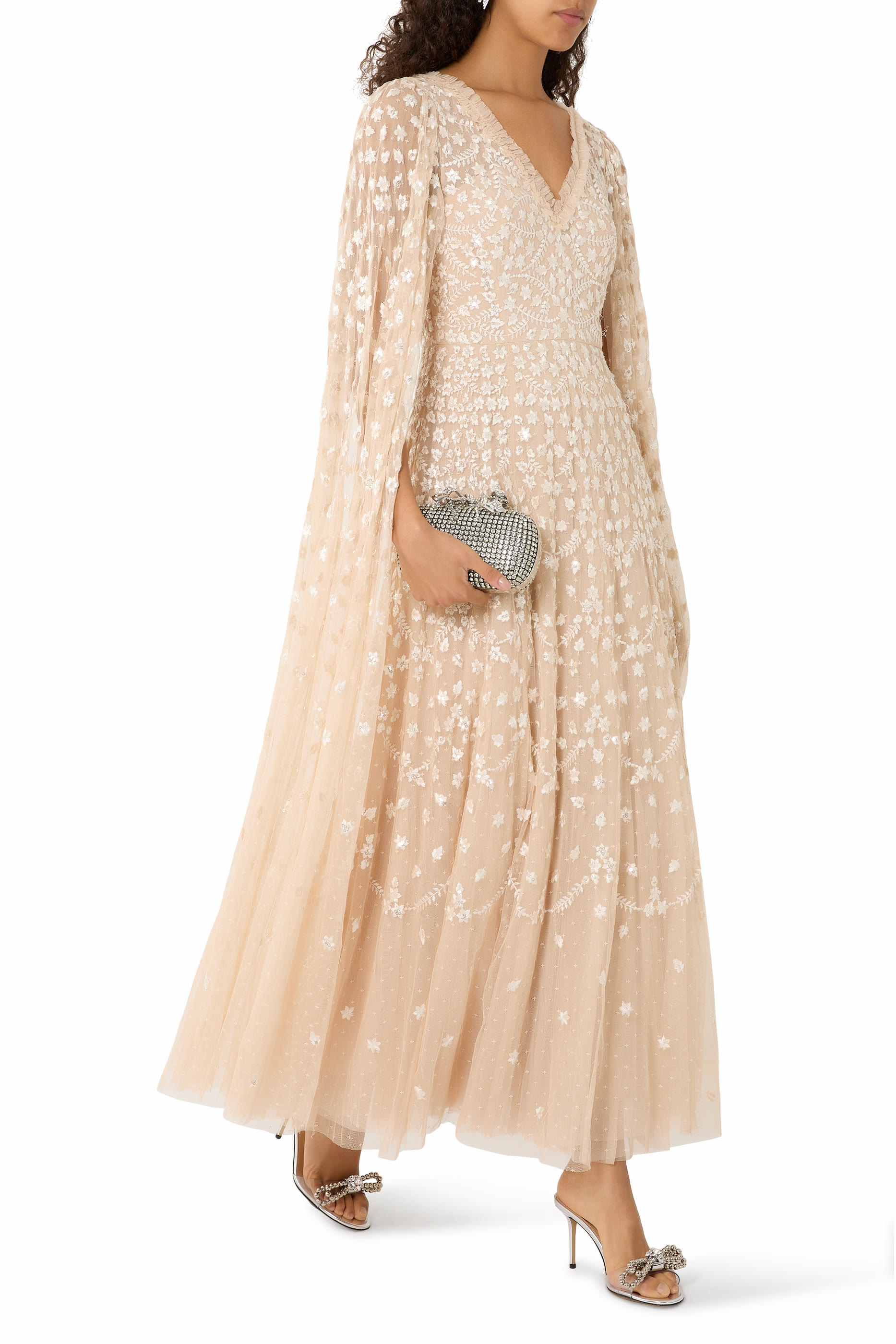 Clover Cape Sleeves Ankle Gown