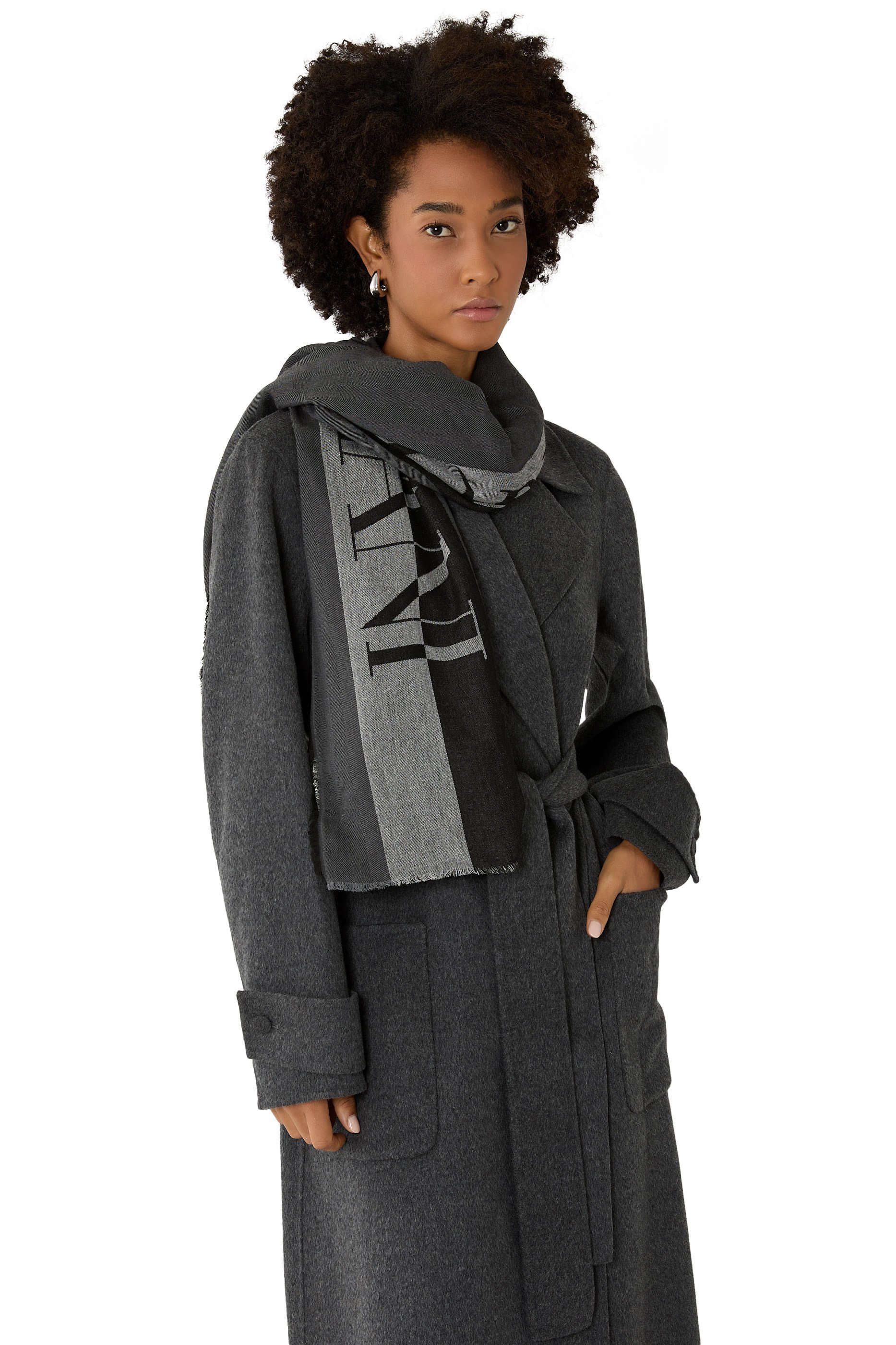 Two-Tone Oversized Logo Scarf