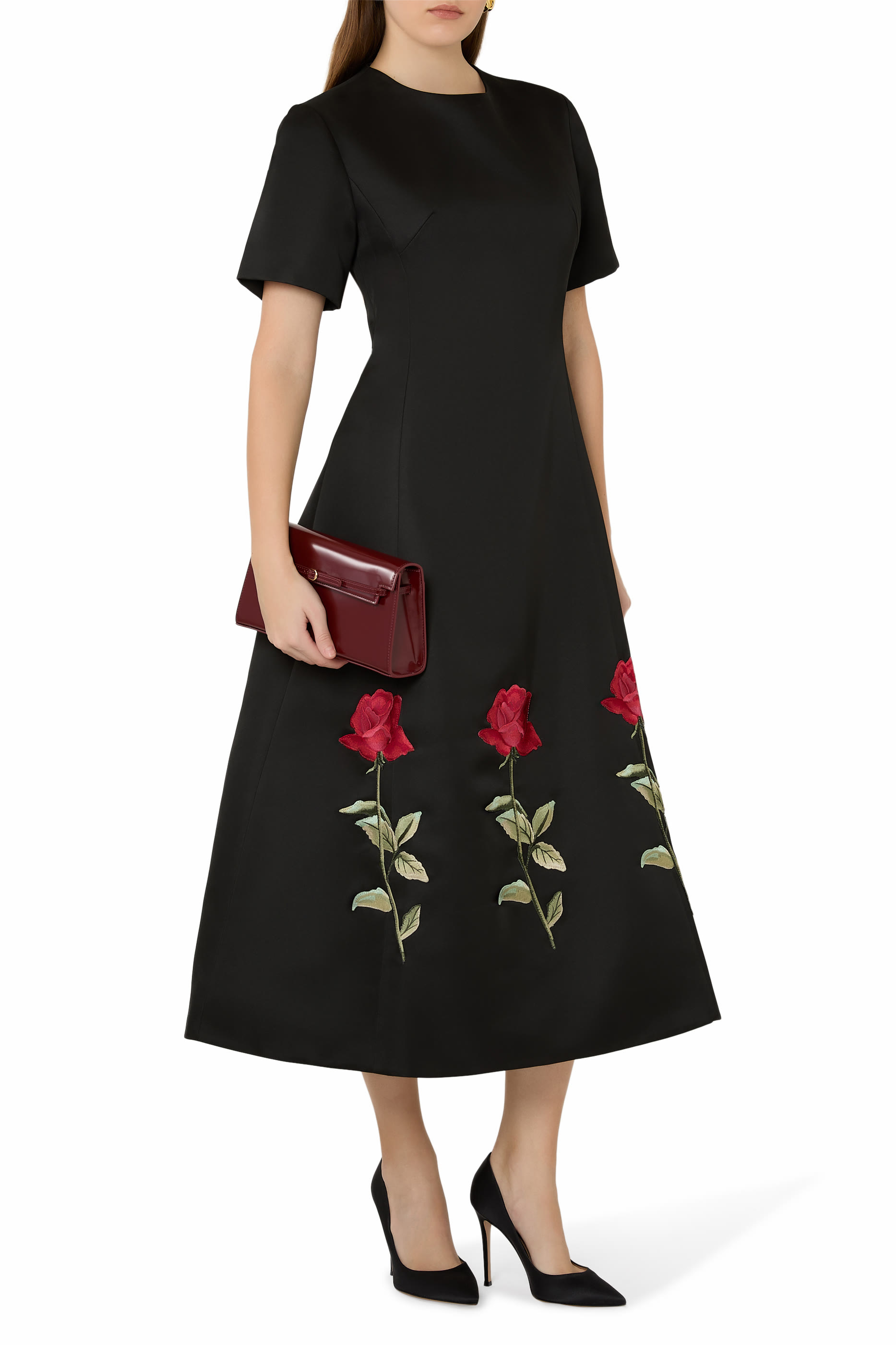 Caroline Embellished Rose Midi Dress