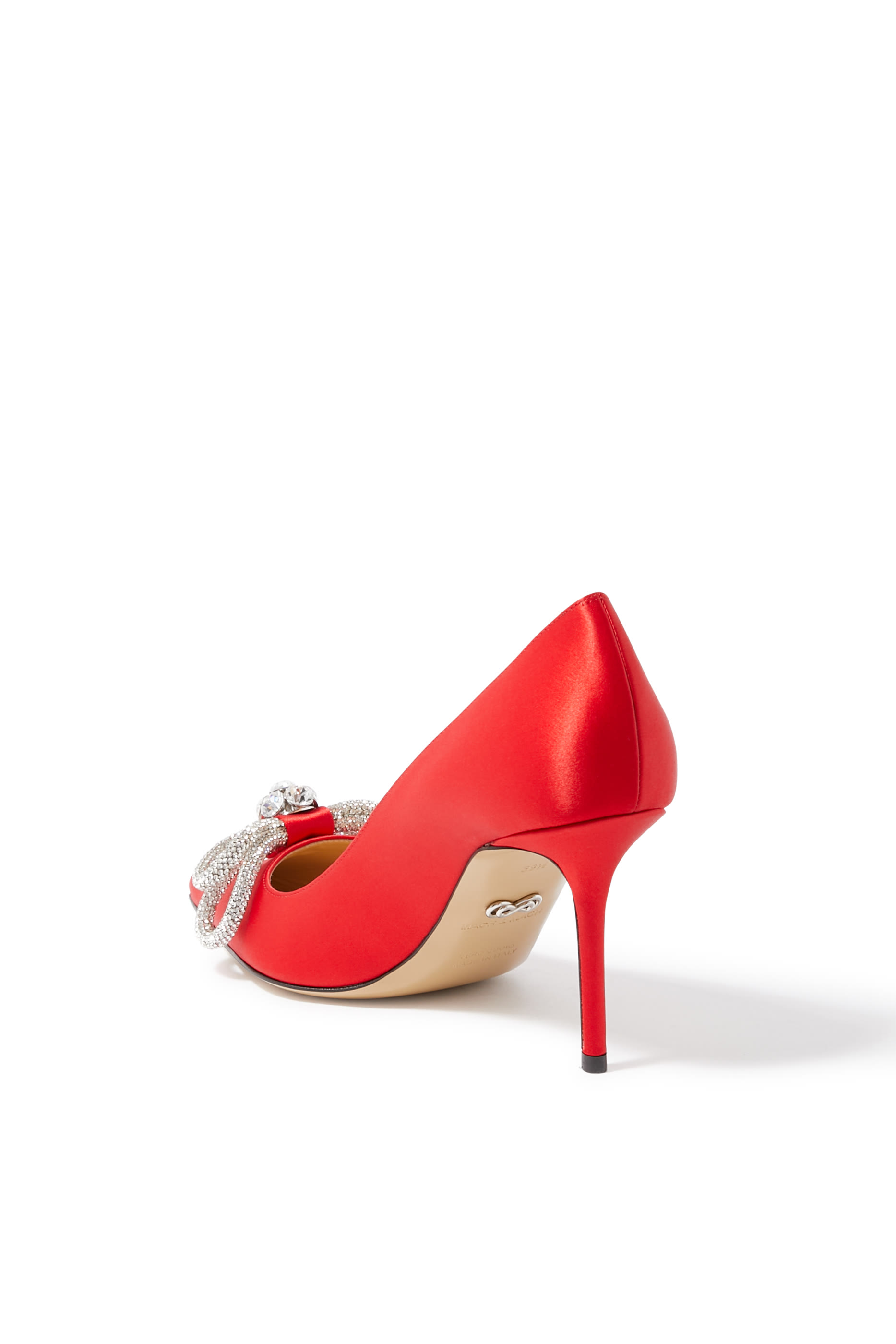 Double Bow 85 Satin Pumps