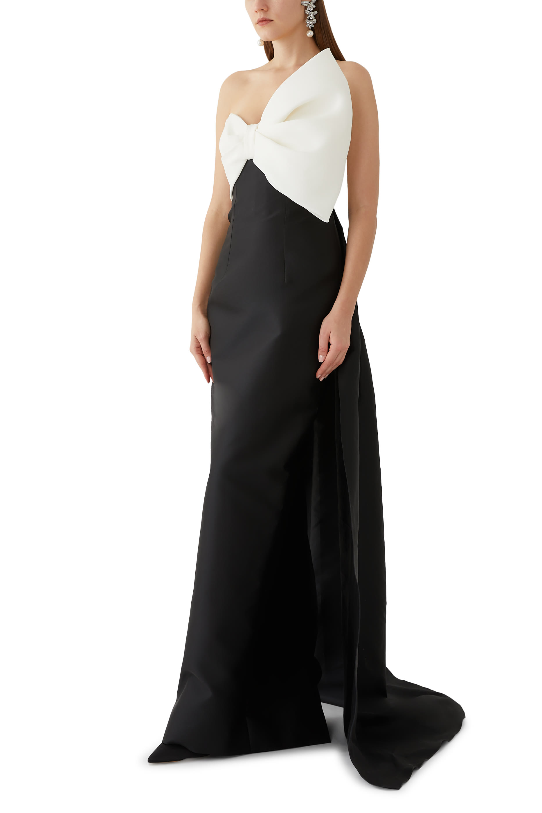 Asymmetric Bow Column Gown