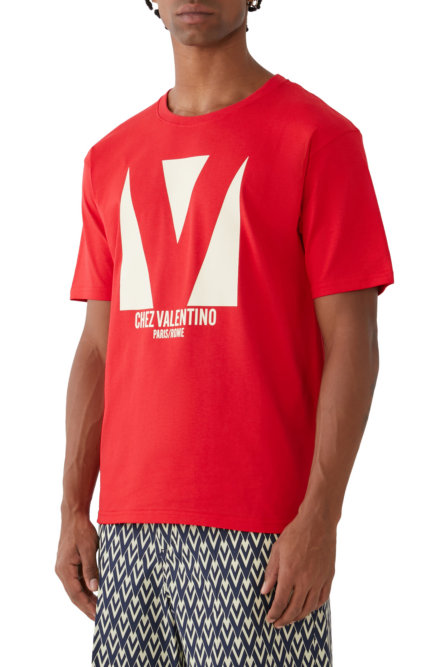 Chez Valentino Print Cotton T-Shirt