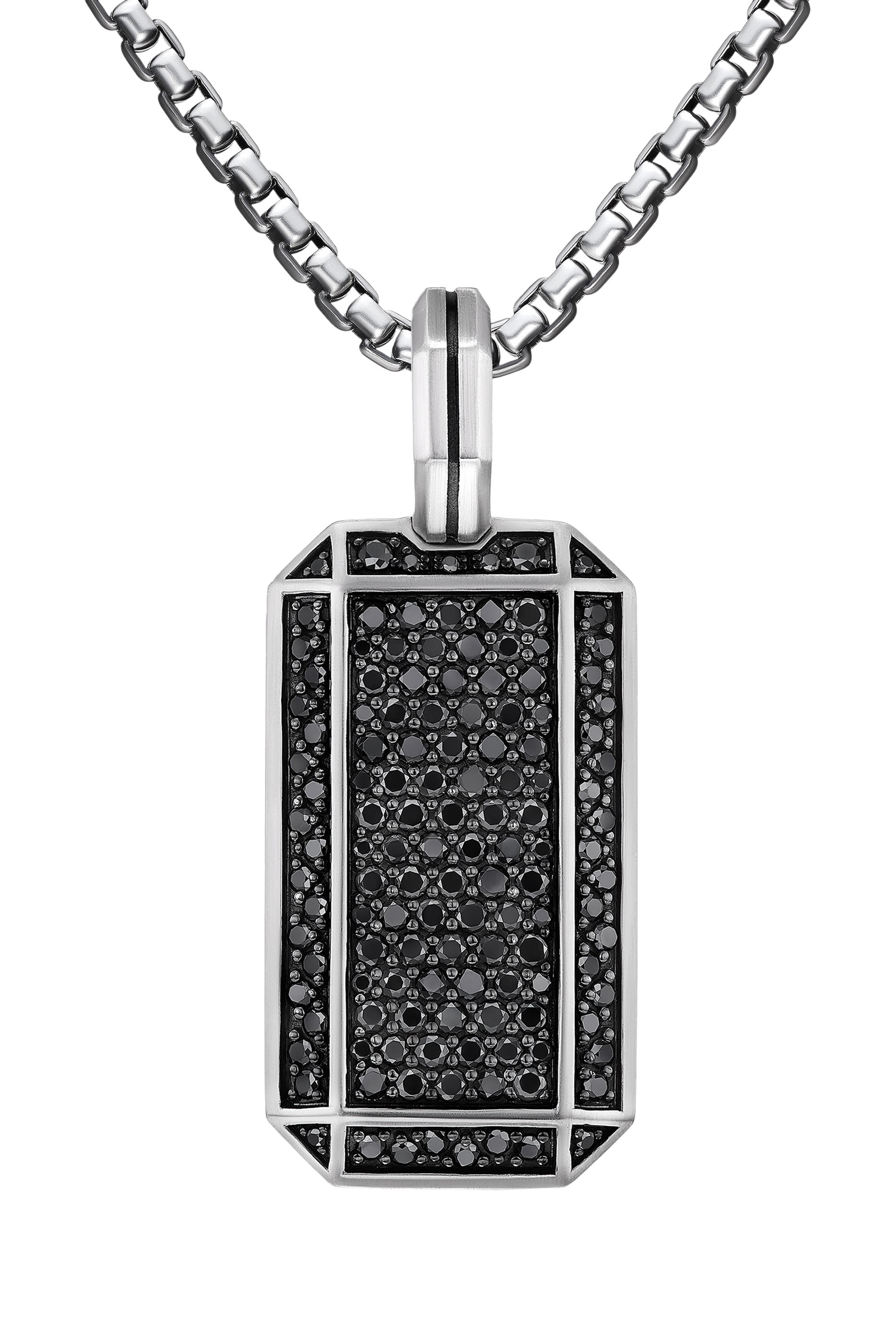 Deco Tag, Sterling Silver with Black Diamonds