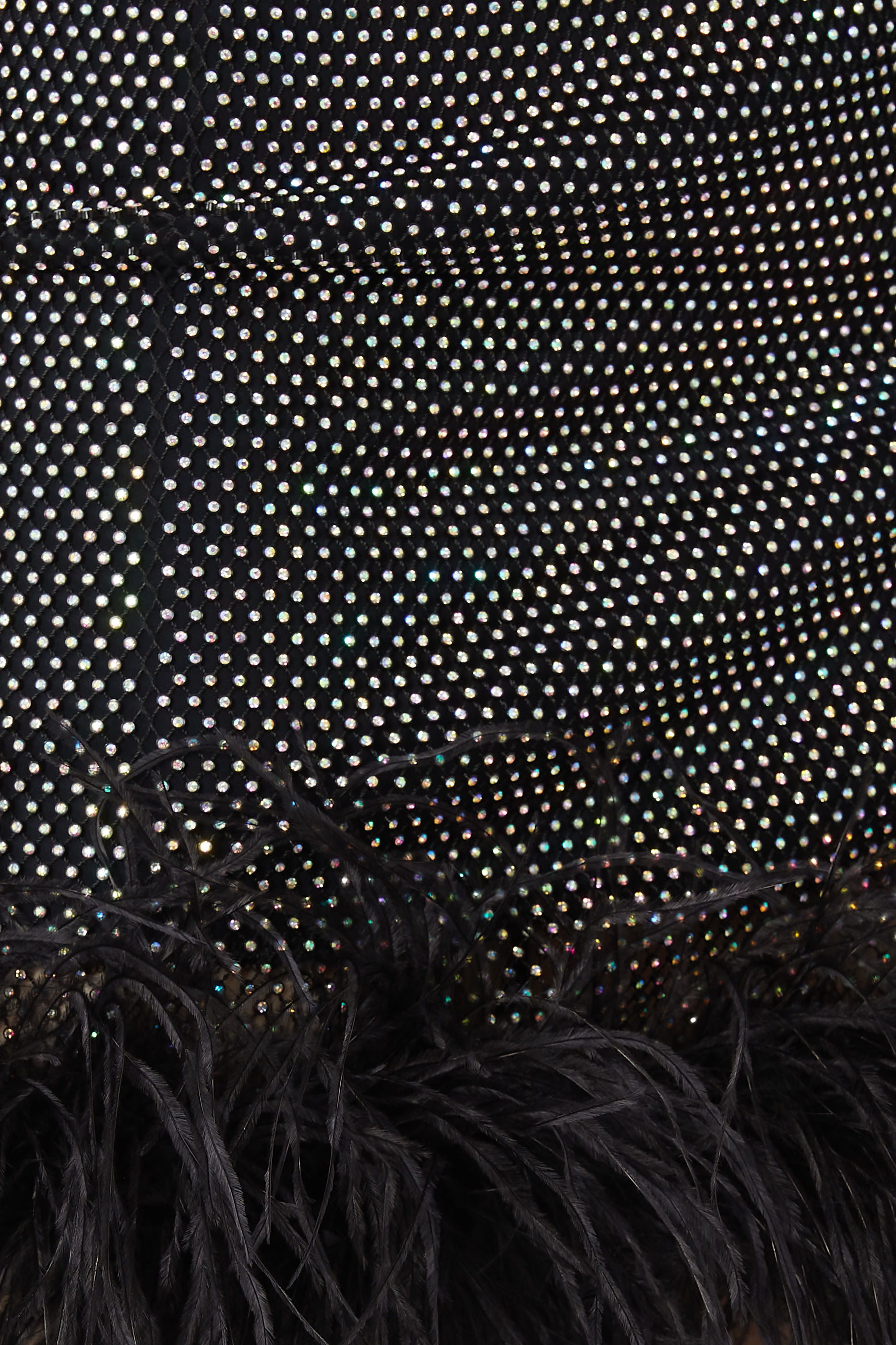 Rhinestone Embellished Feather Trim Skirt