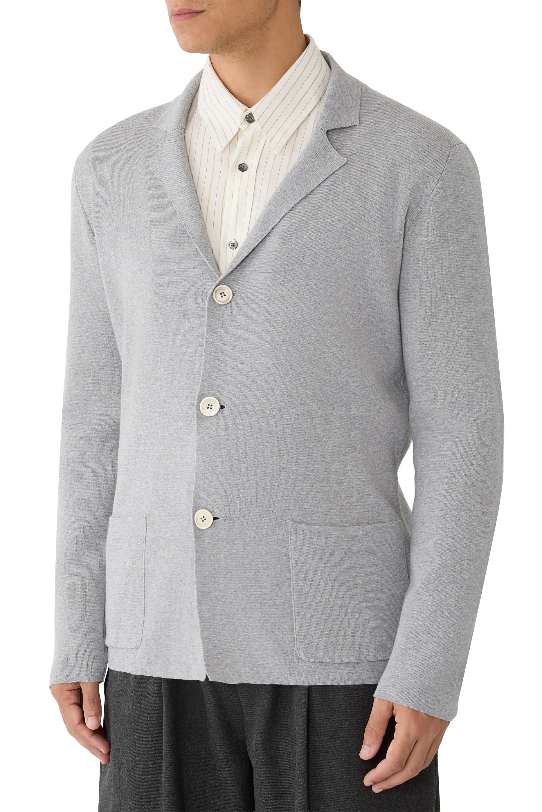 Slim Fit M&eacute;lange Effect Cotton Jacket