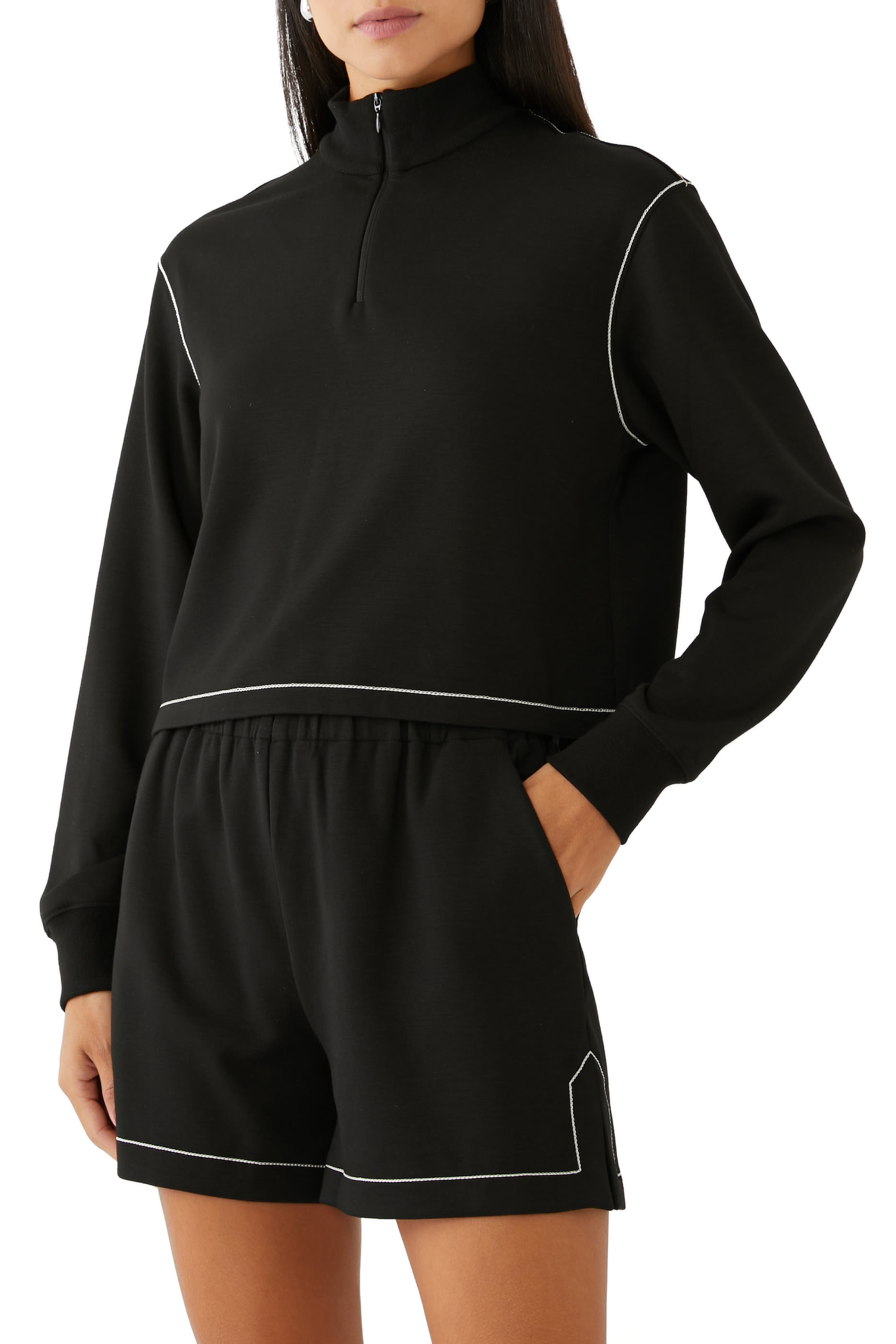 Cropped Half-Zip Pullover Top