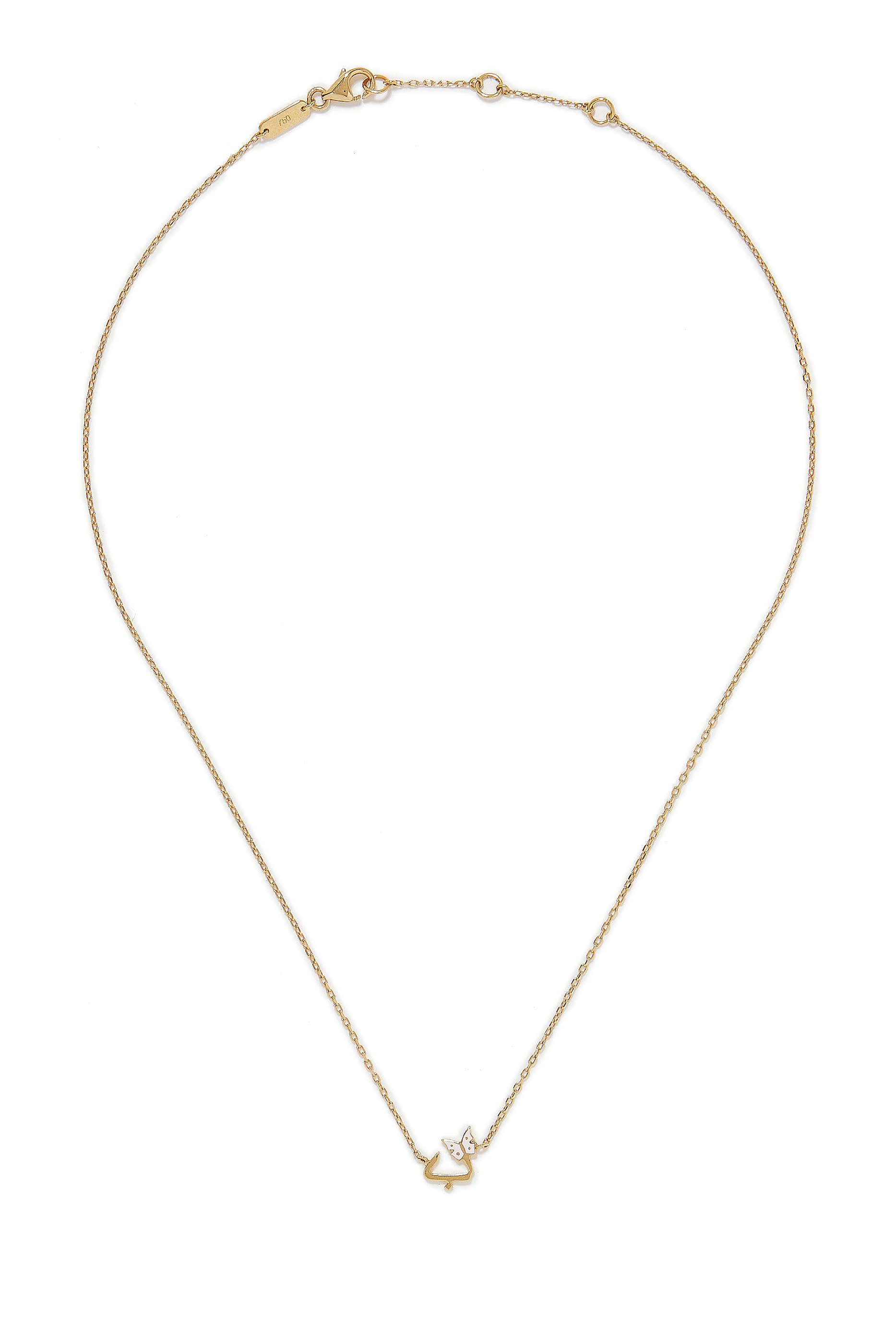 Kids 'BAA' Letter Butterfly Charm Necklace, 18k Yellow Gold