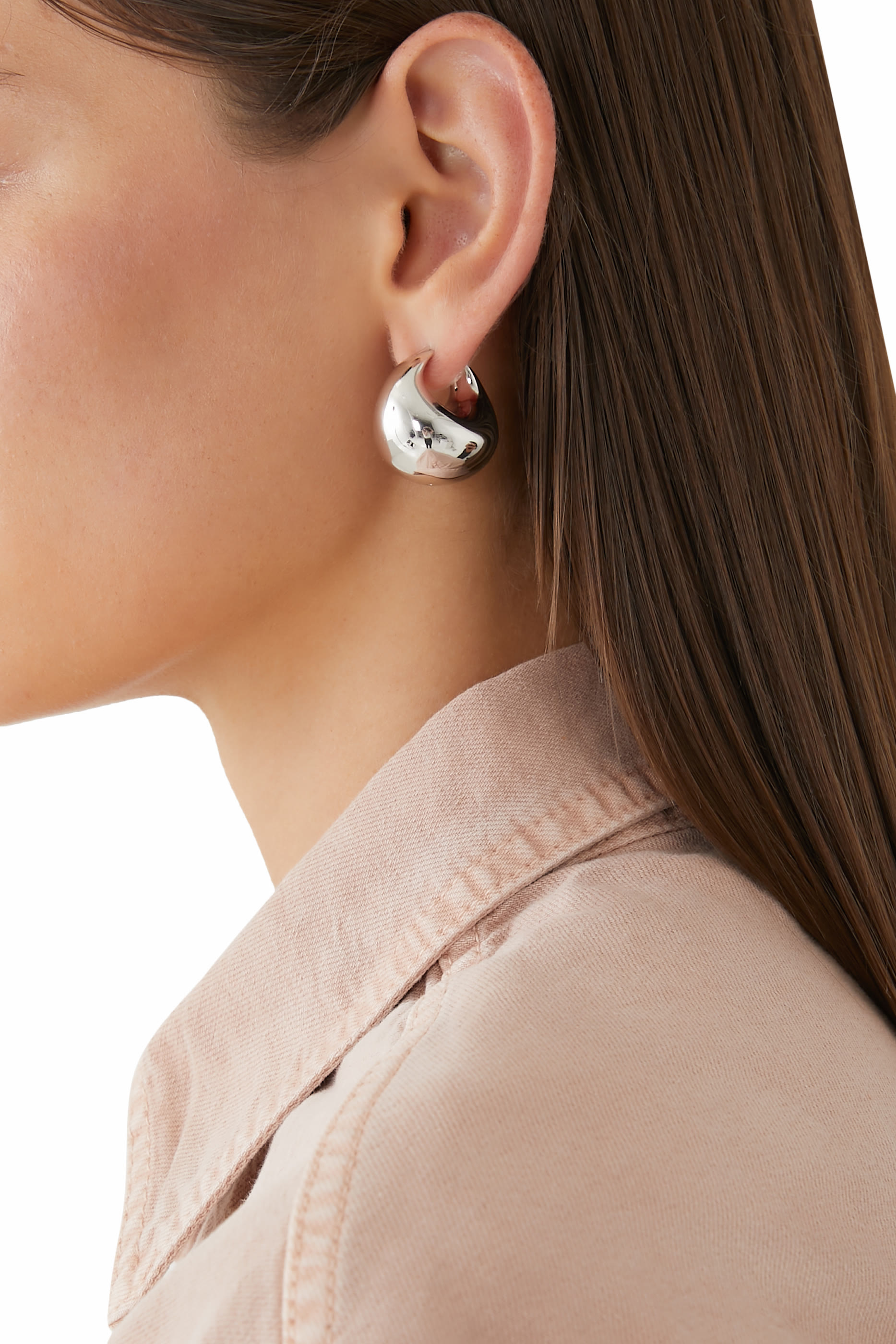 Sculptural Chubby Dome Medium Hoop Earrings