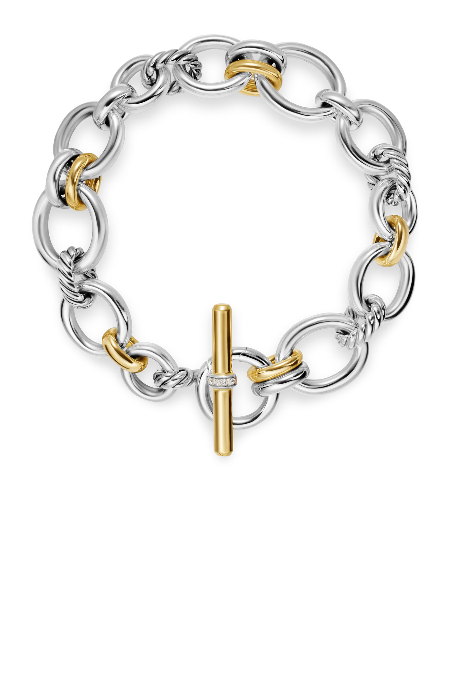DY Mercer® Chain Bracelet, Sterling Silver with 18K Yellow Gold & Diamonds