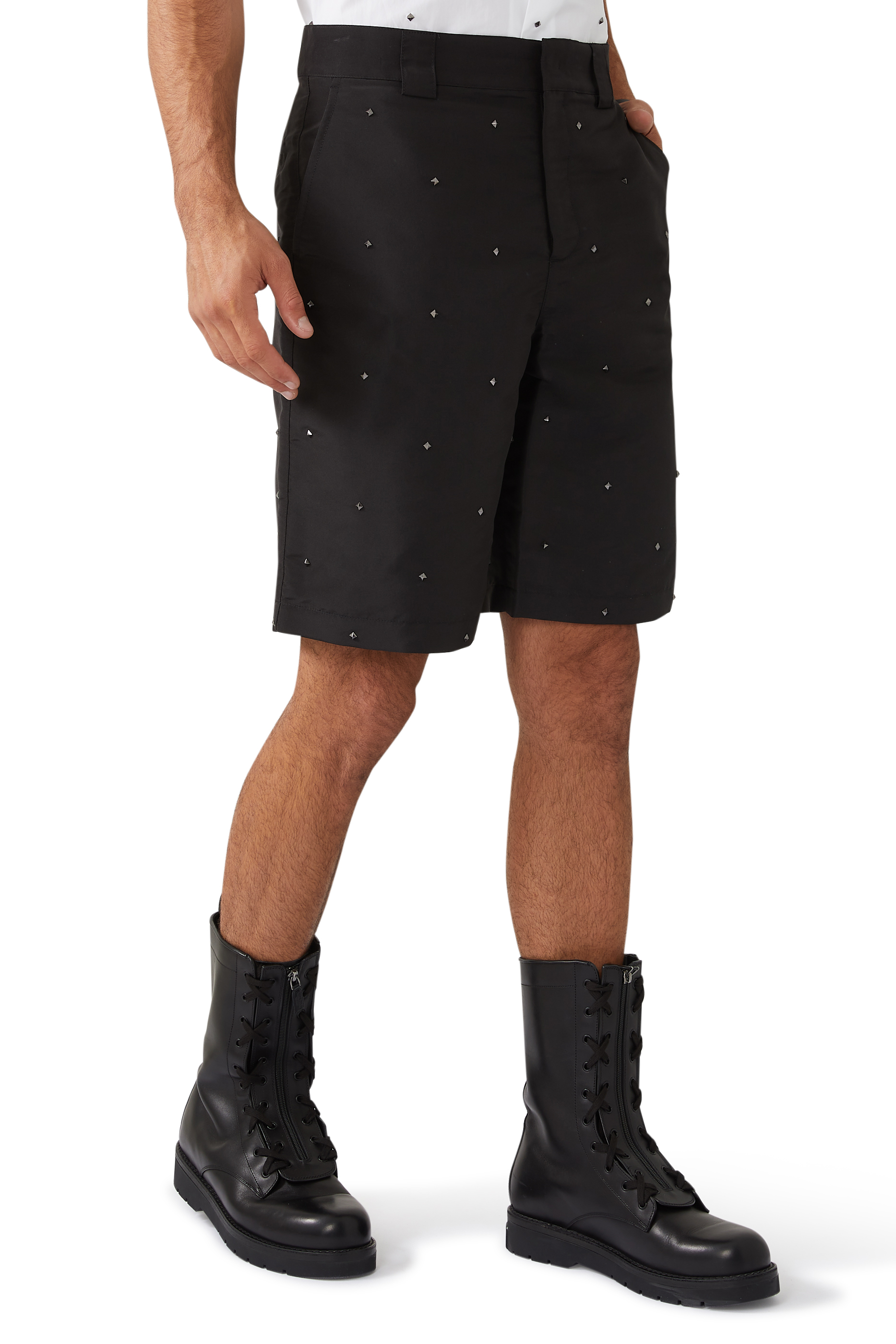 Valentino Garavani Rockstud Silk Shorts