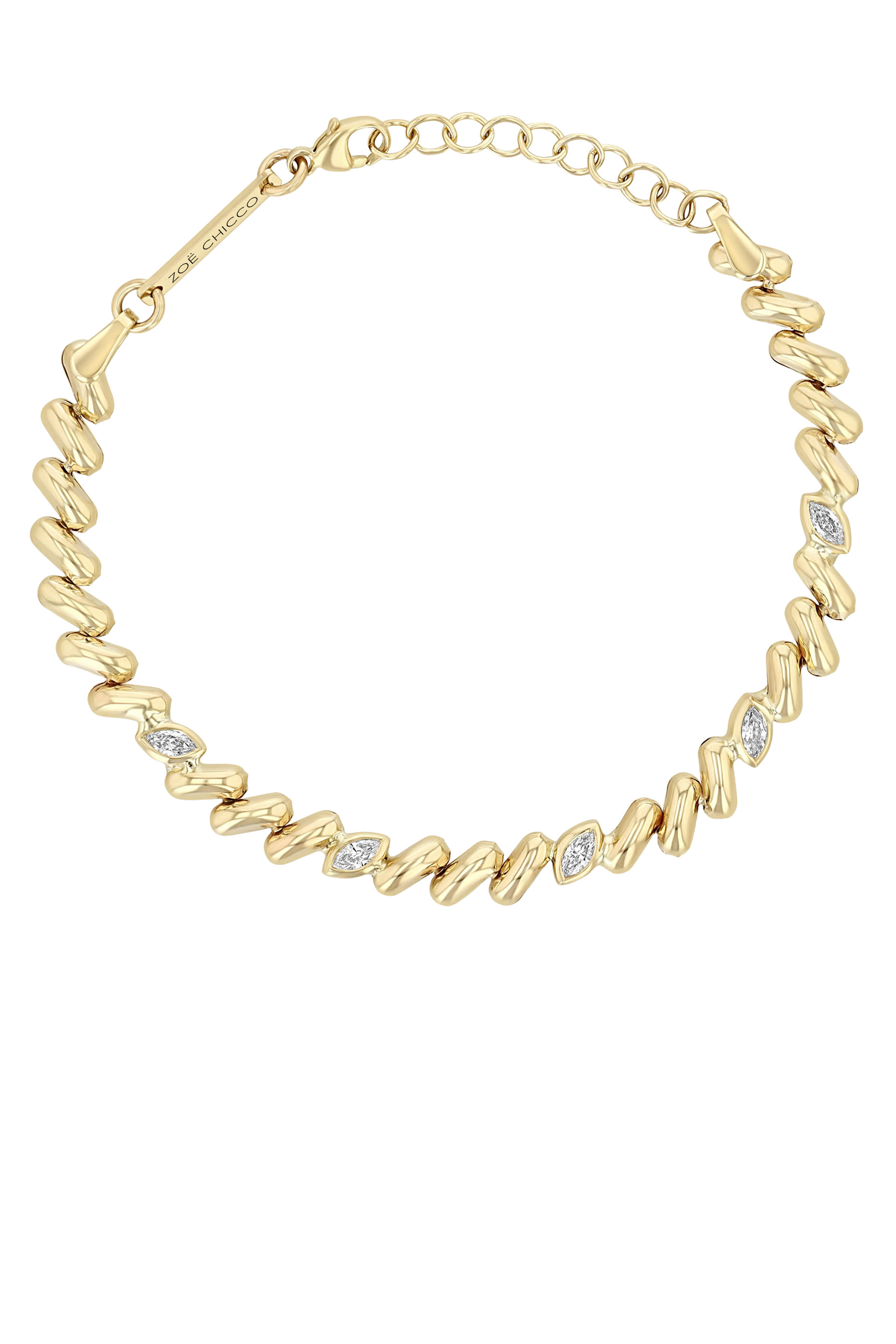 San Marco Chain Bracelet, 14K Yellow Gold & Diamonds