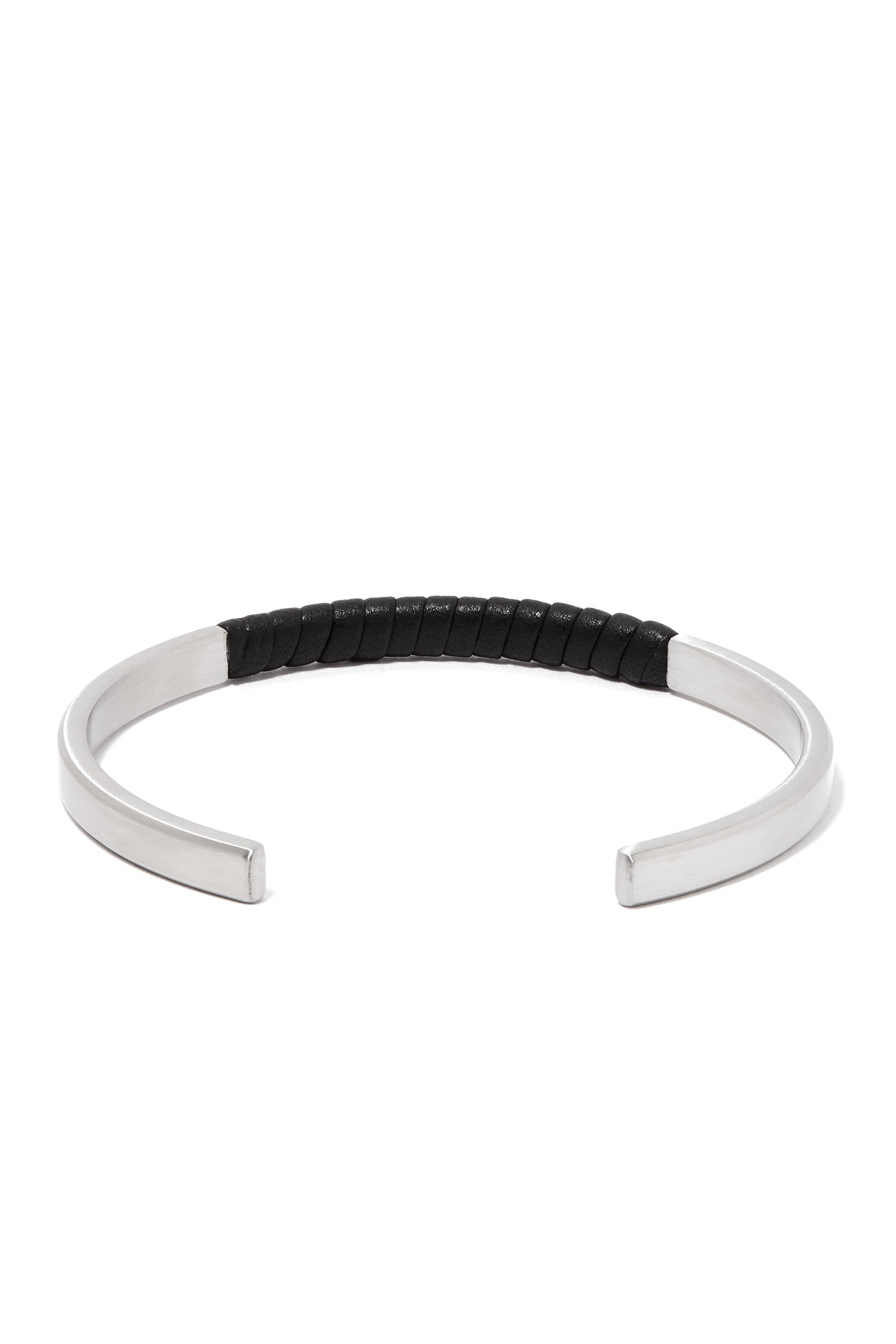 Eagle Logo Leather and Stainless Steel Cuff