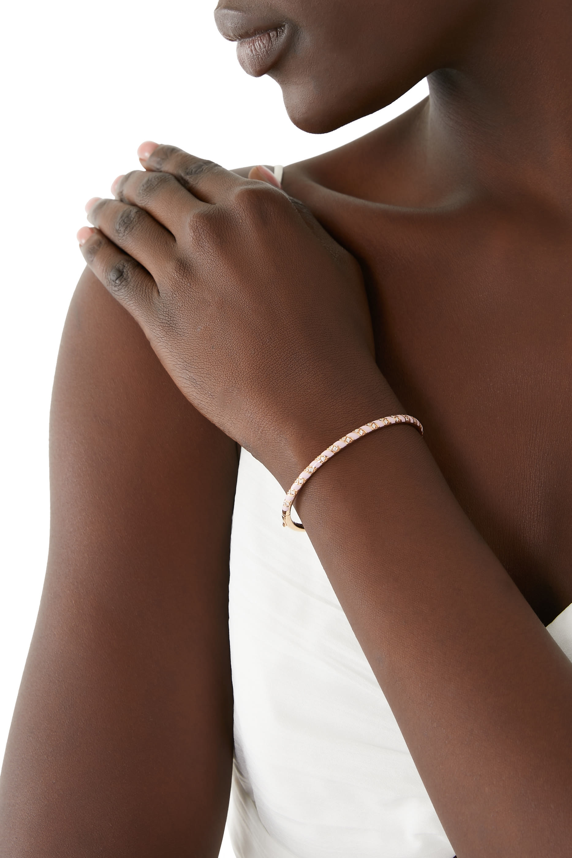 Tornado Bracelet, 18k Rose Gold with Enamel & Diamonds