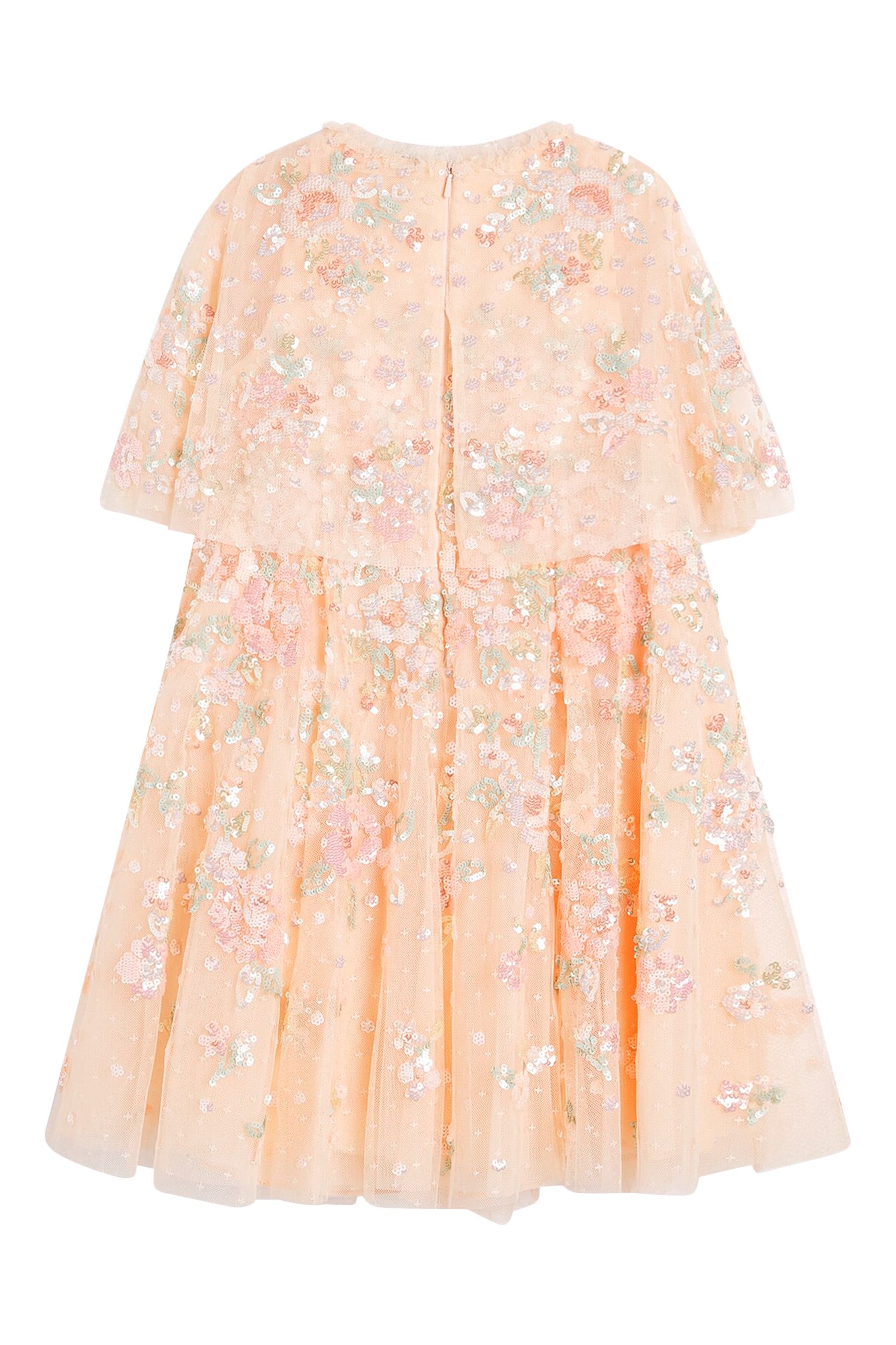 Kids Sequin Bouquet Cape Dress