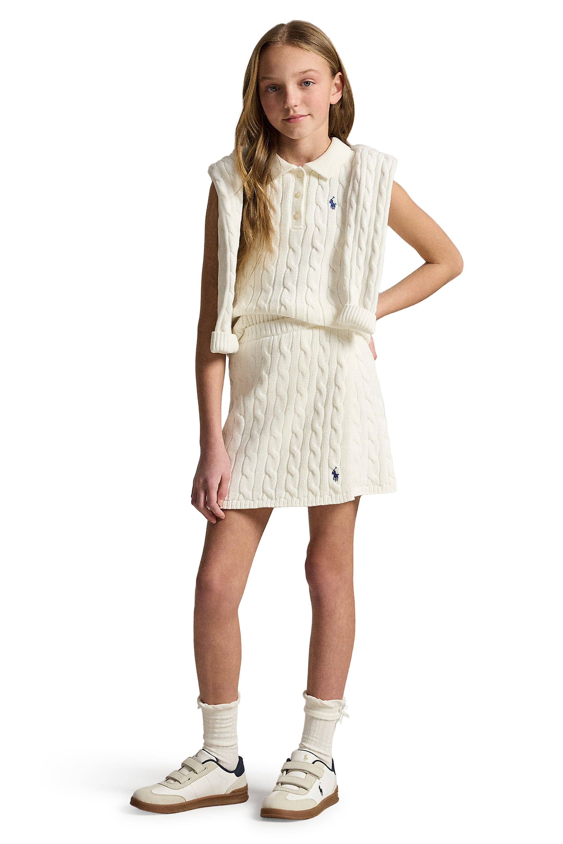 Kids  Cotton Polo Jumper & Faux-Wrap Skirt
