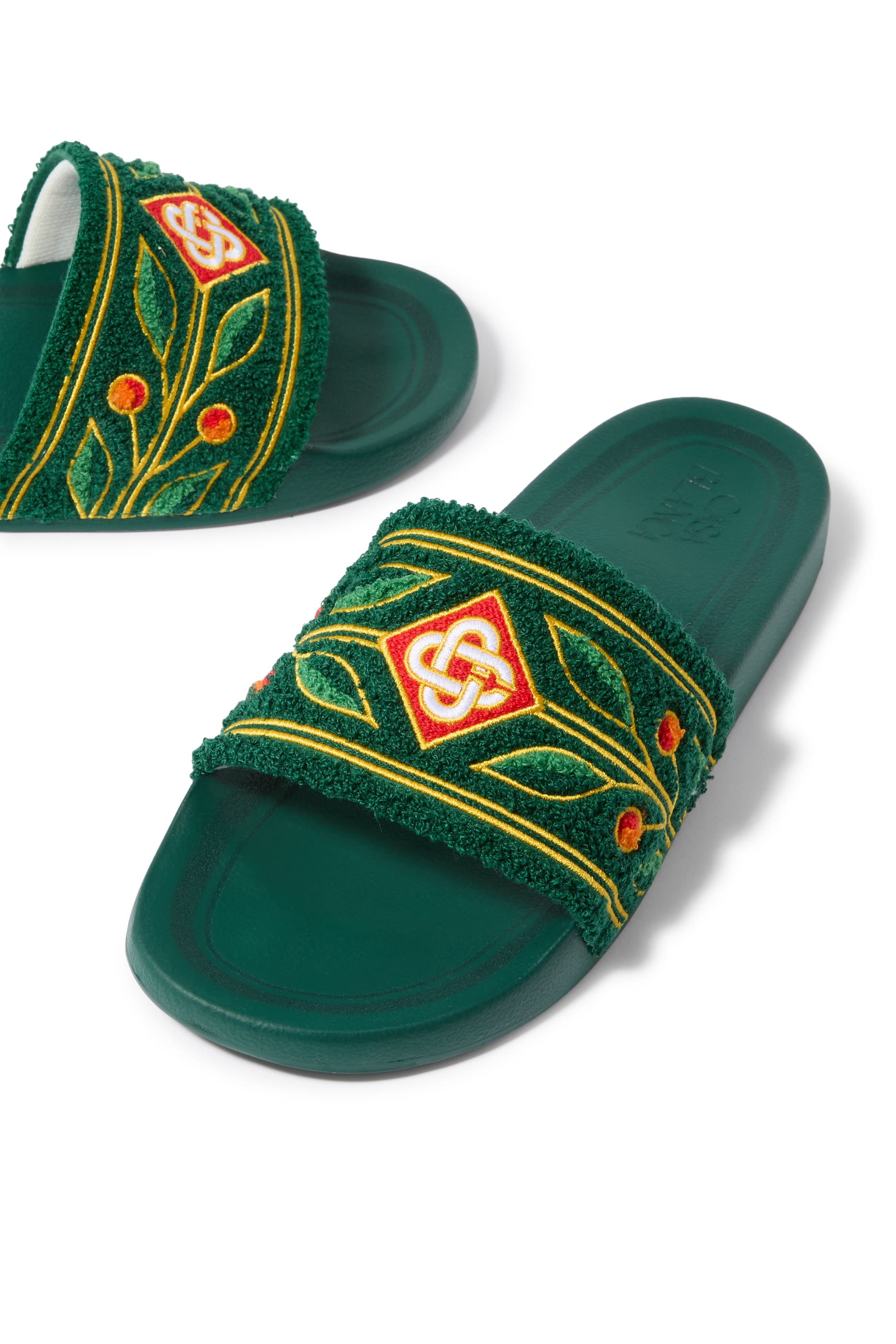 Embroidered Terry Slides