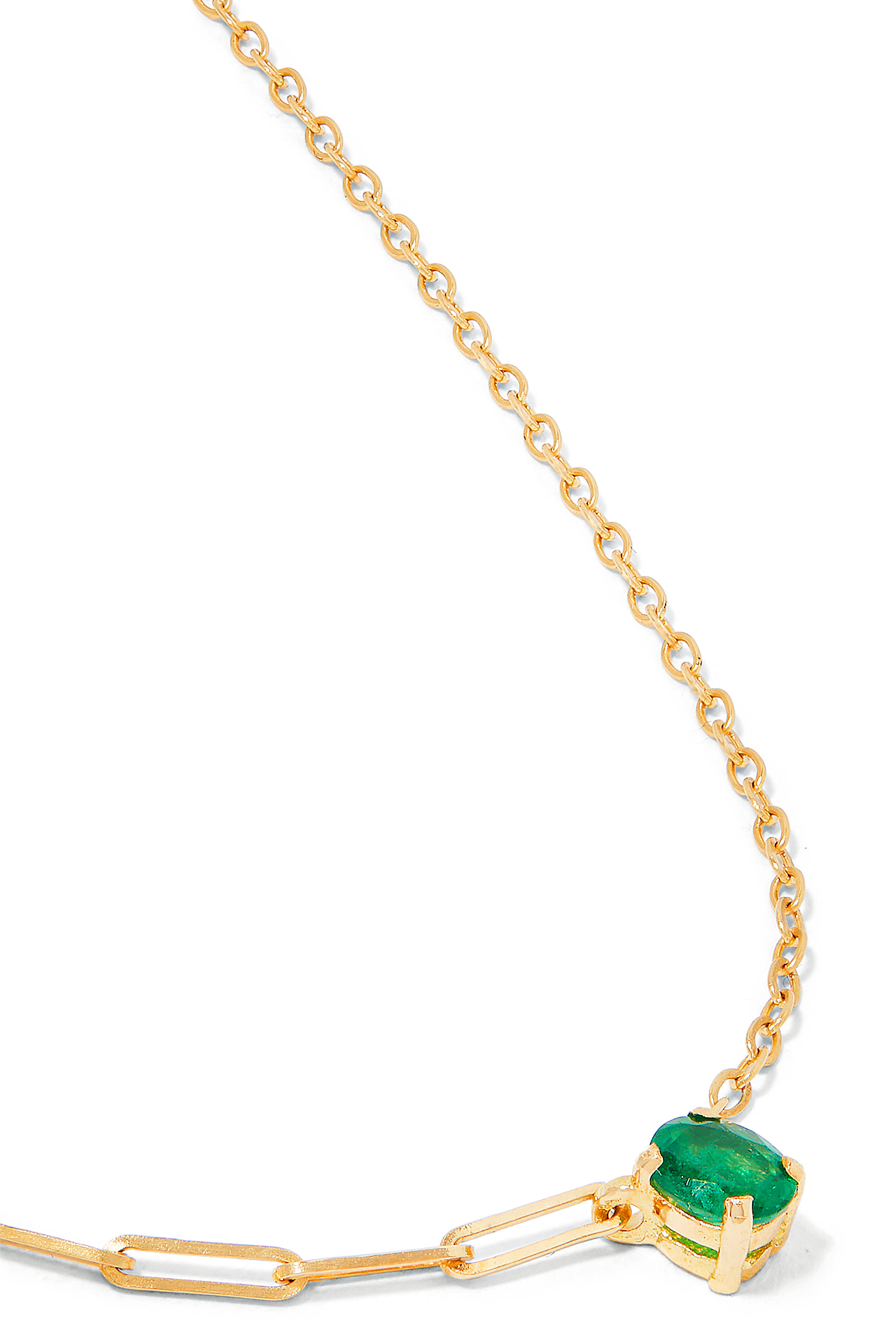 Solitaire Necklace, 18k Yellow Gold & Emerald