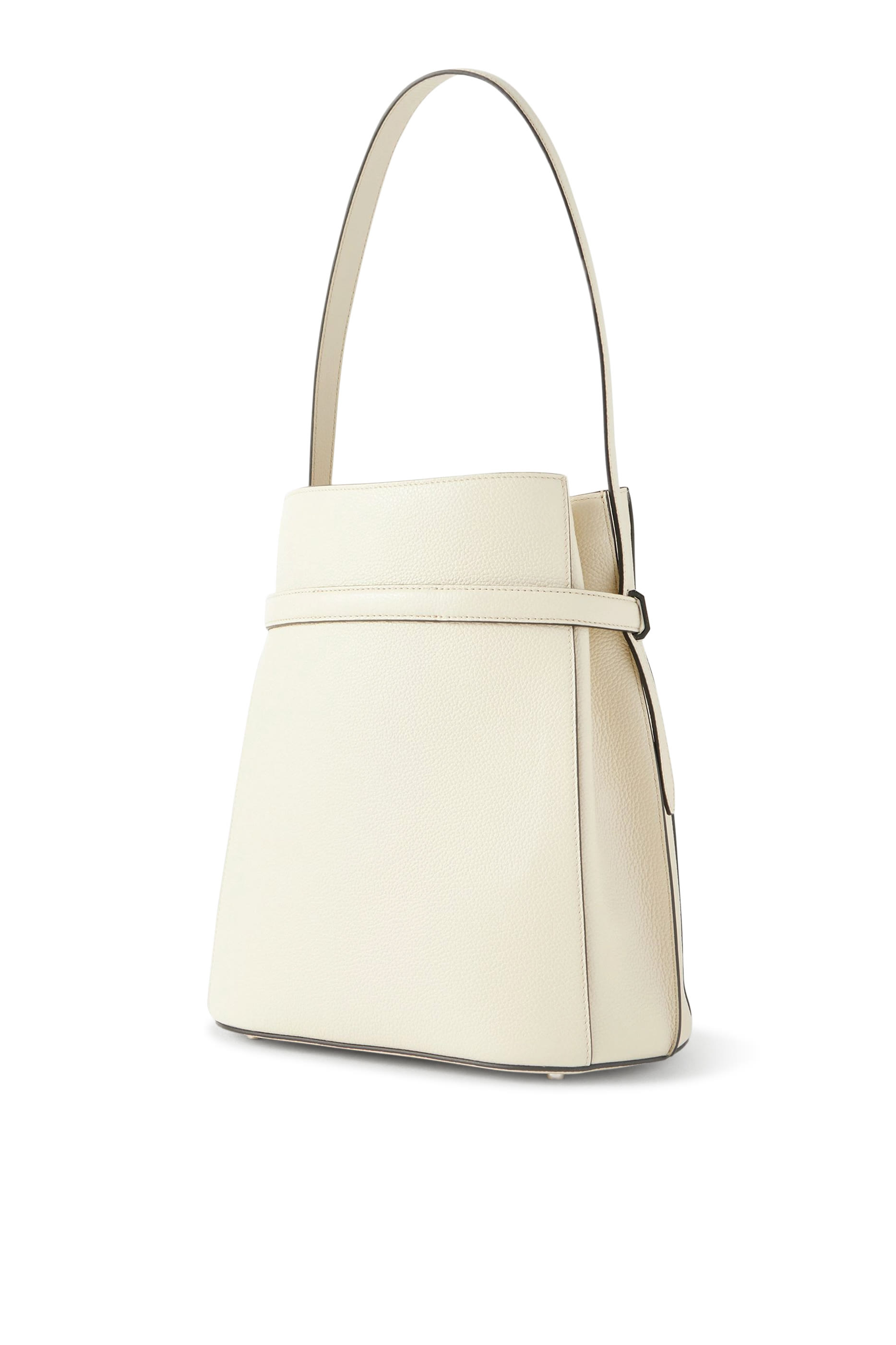 Belted Leather Bucket Bag