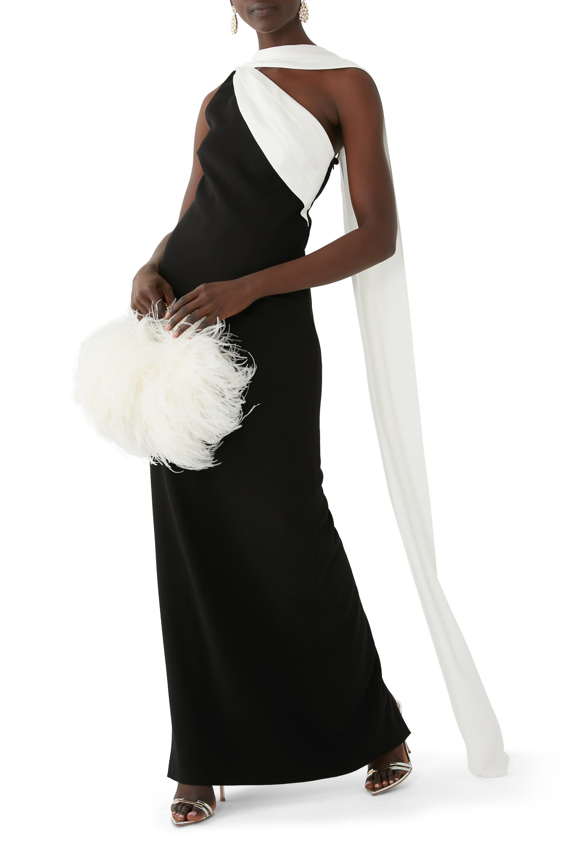 Asymmetric Satin Sash Maxi Dress