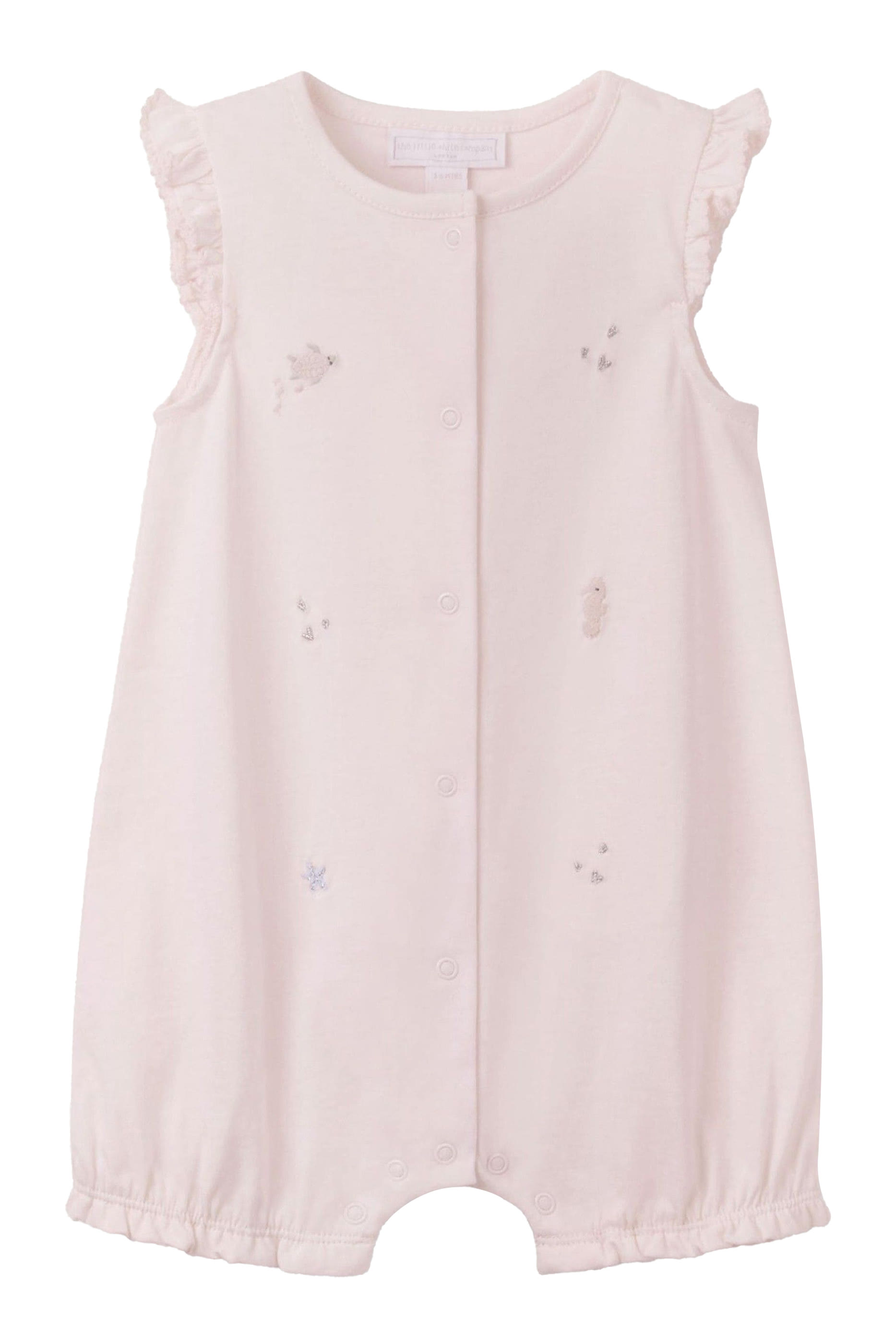 Kids Organic Cotton Sea Animal Embroidered Playsuit