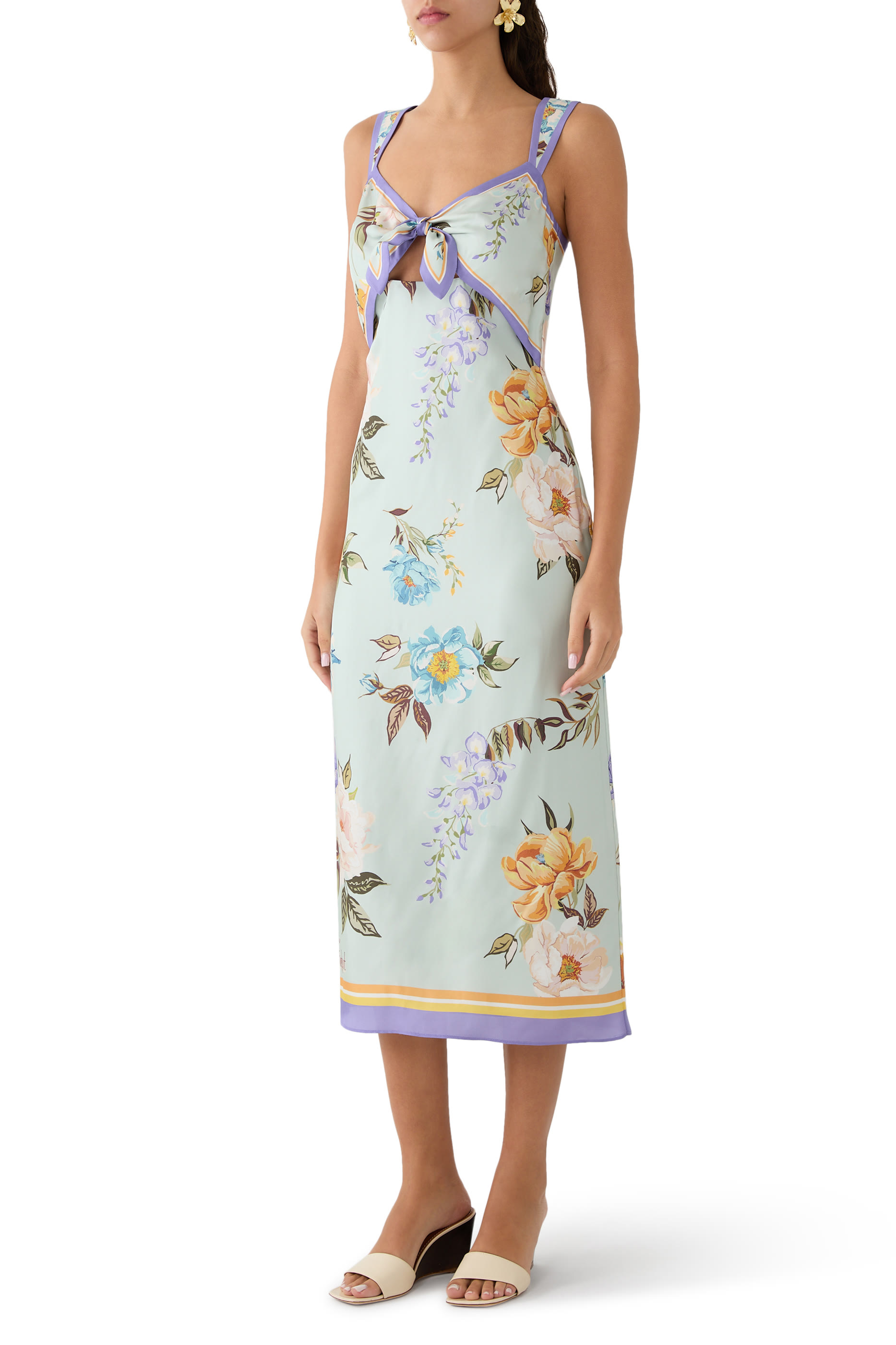 Floral Silk Twill Midi Dress