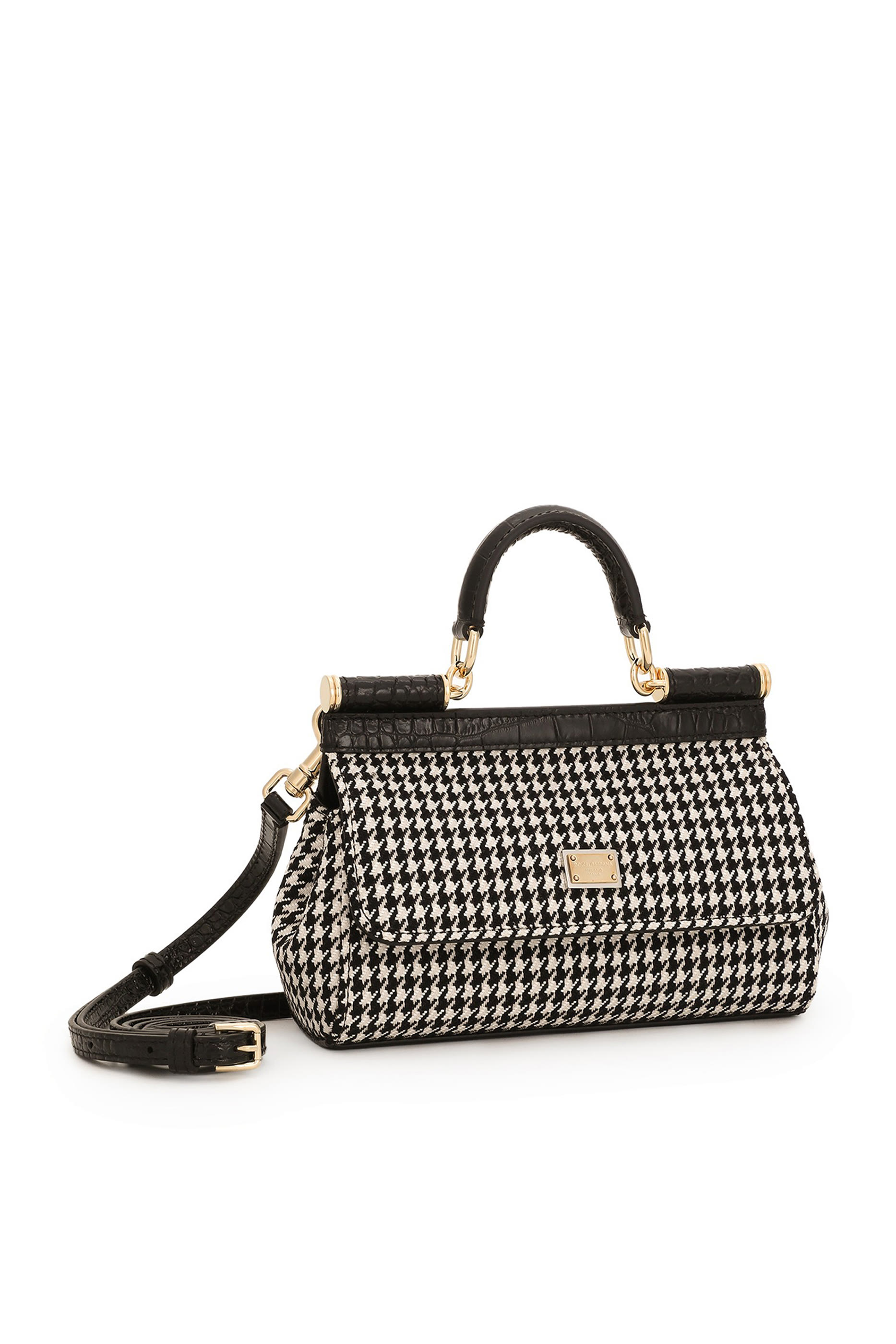 Small Sicily Houndstooth Fabric Handbag