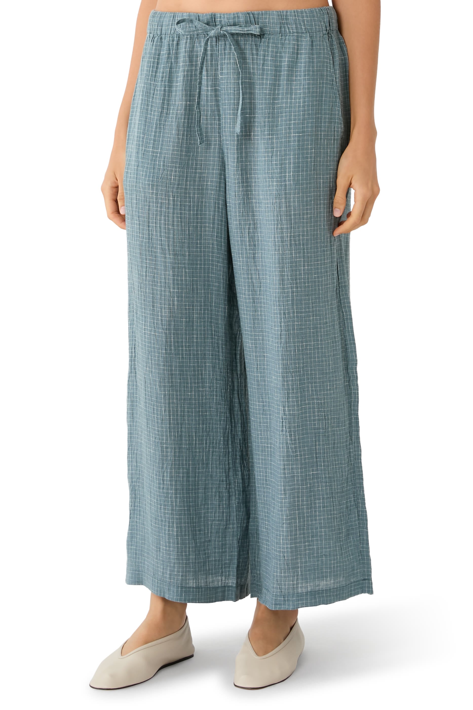 Grid Wide-Leg Pants