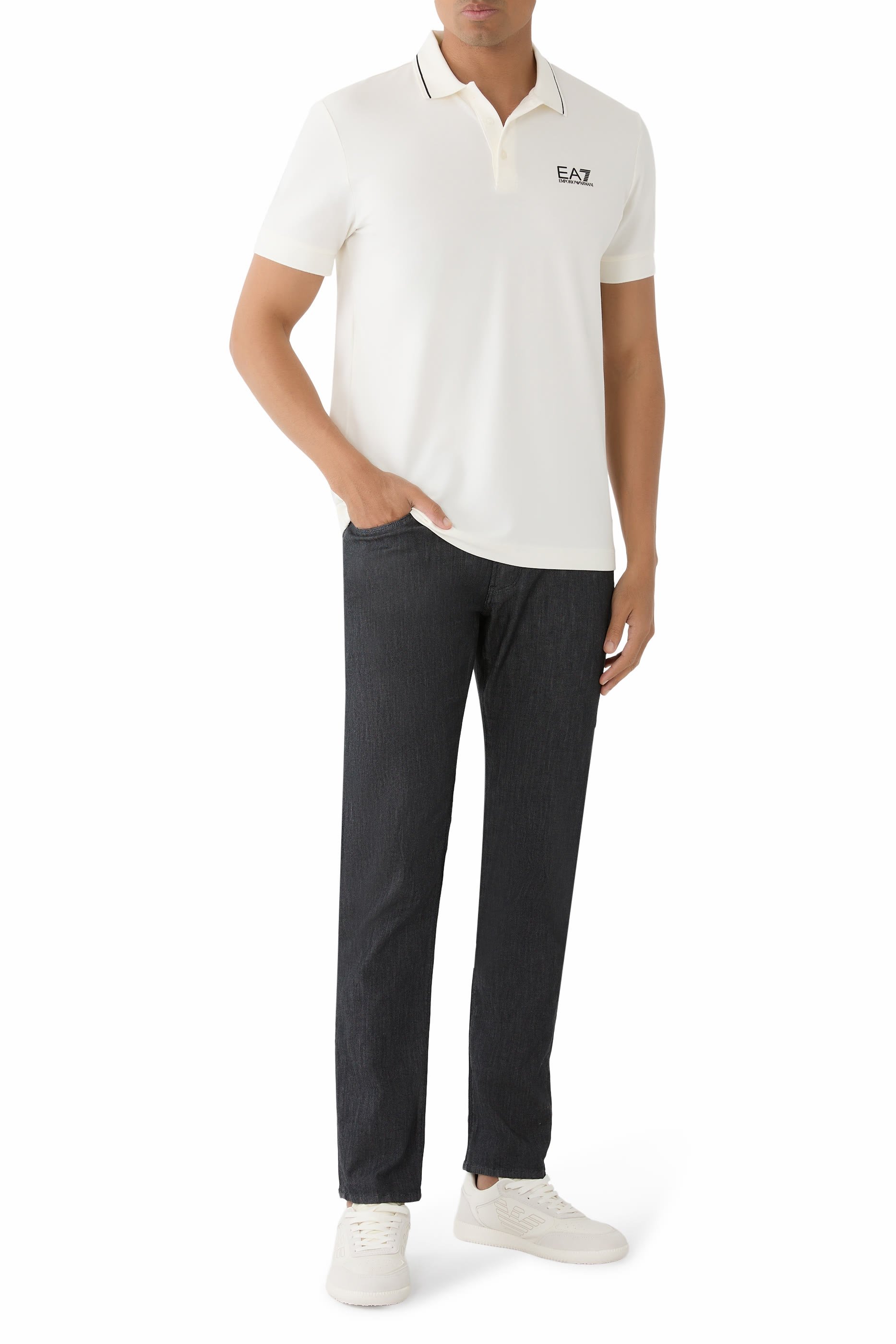 EA7 Logo Cotton Piqu&eacute; Polo Shirt