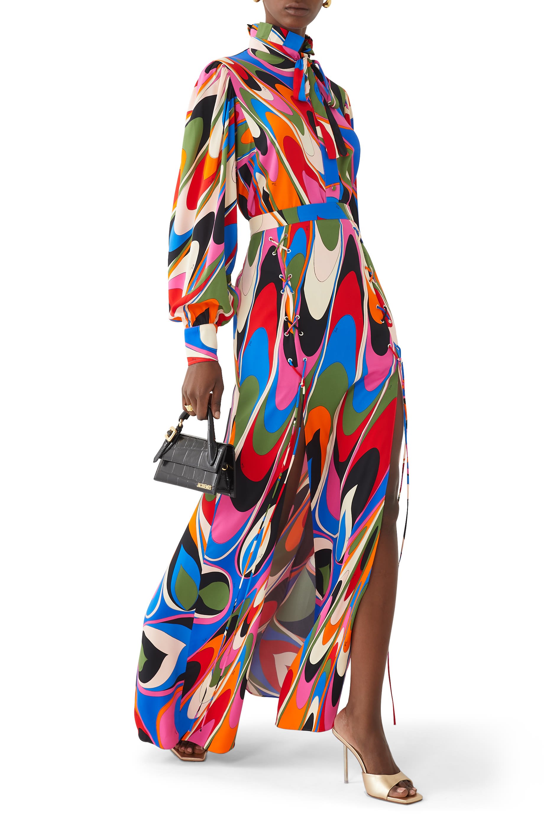 Onde Print Long Skirt