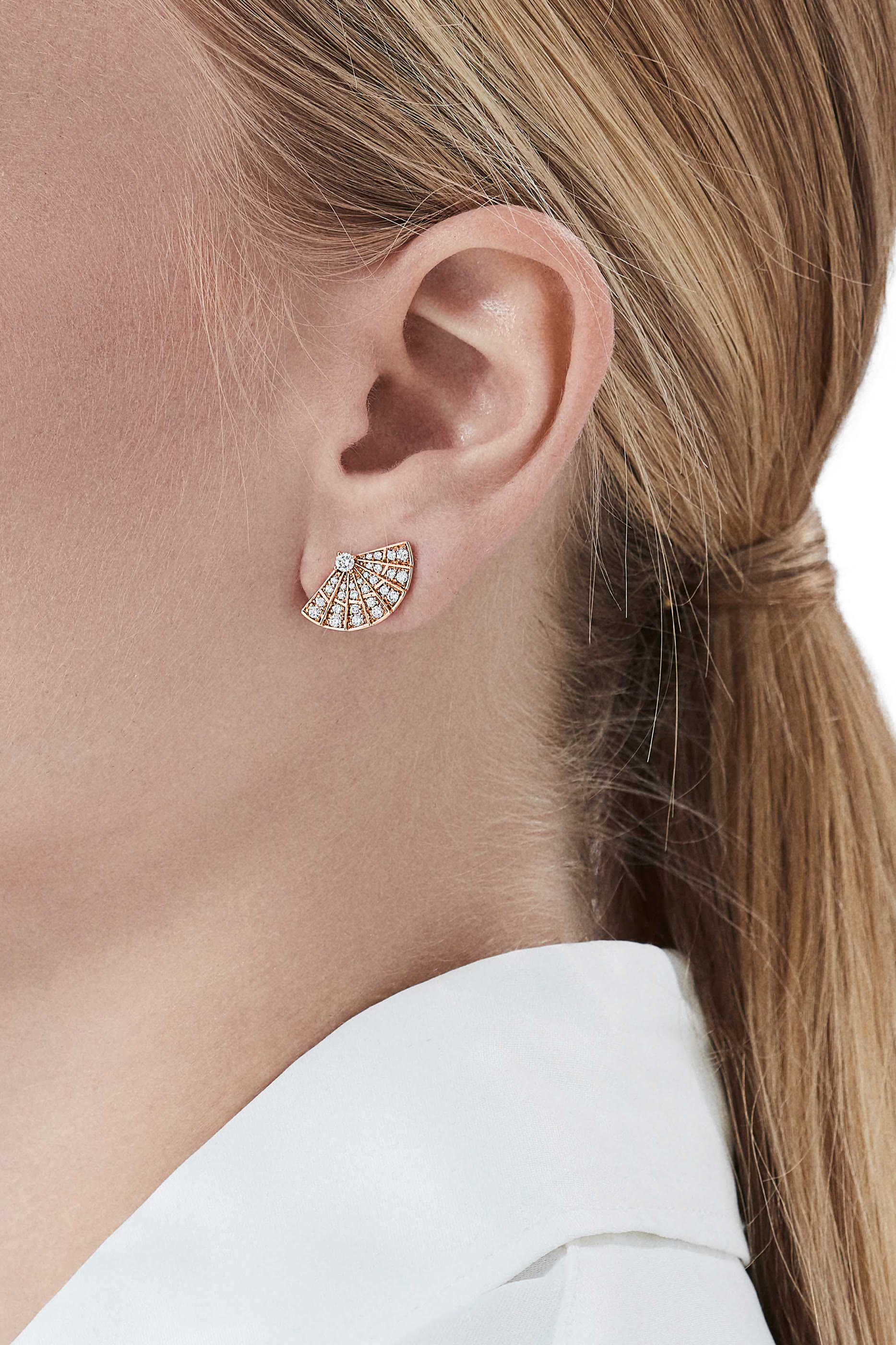 Fanfare Symphony Mini Icons Earrings, Rose Gold & Diamonds