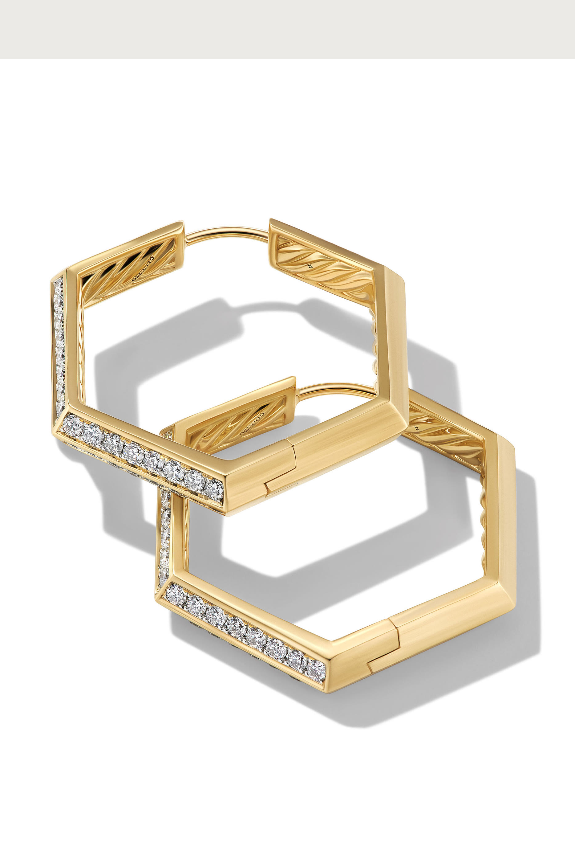 Carlyle Hoop Earrings, 18K Yellow Gold & Diamonds