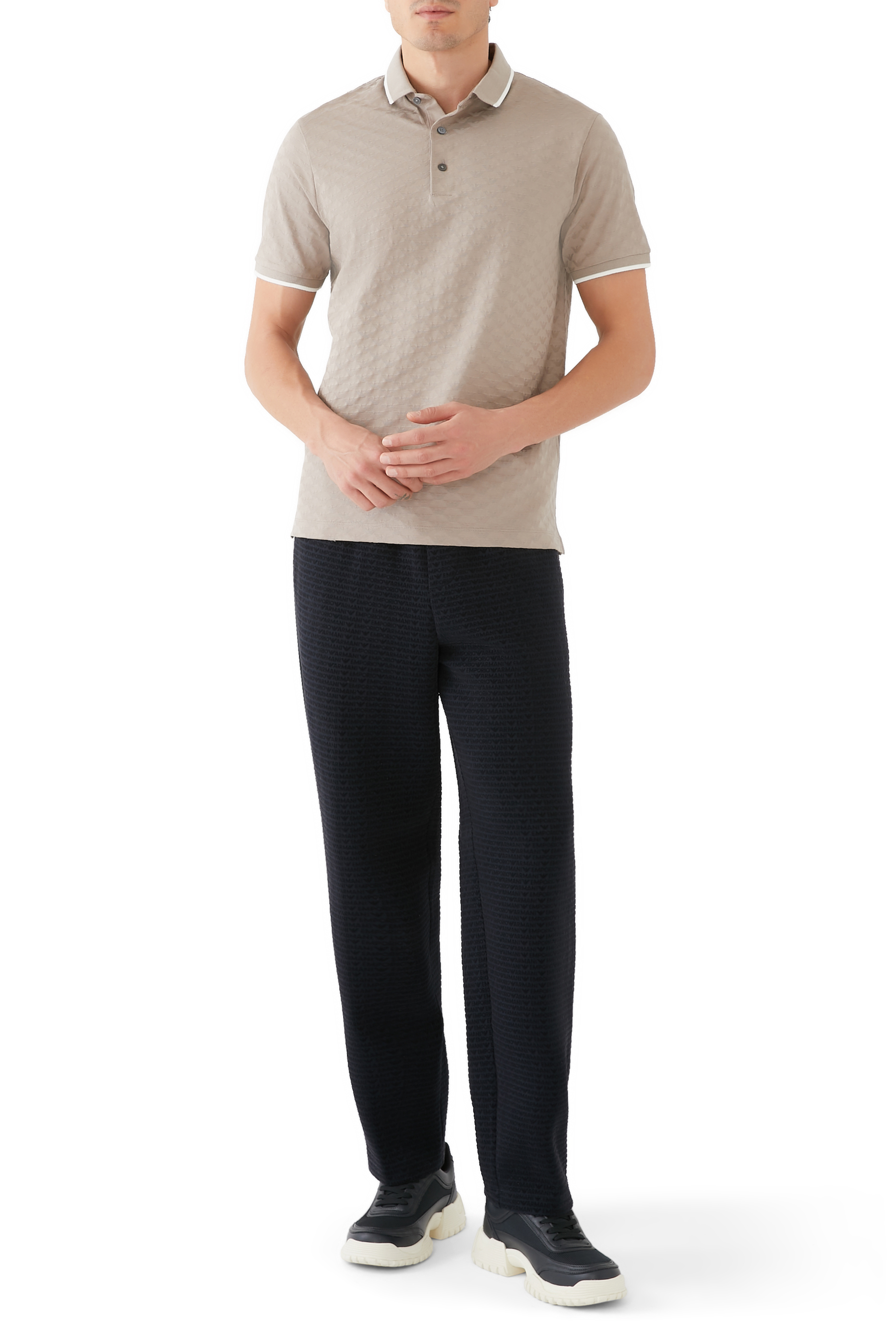 All-Over Jacquard Eagle Mercerised Jersey Polo Shirt