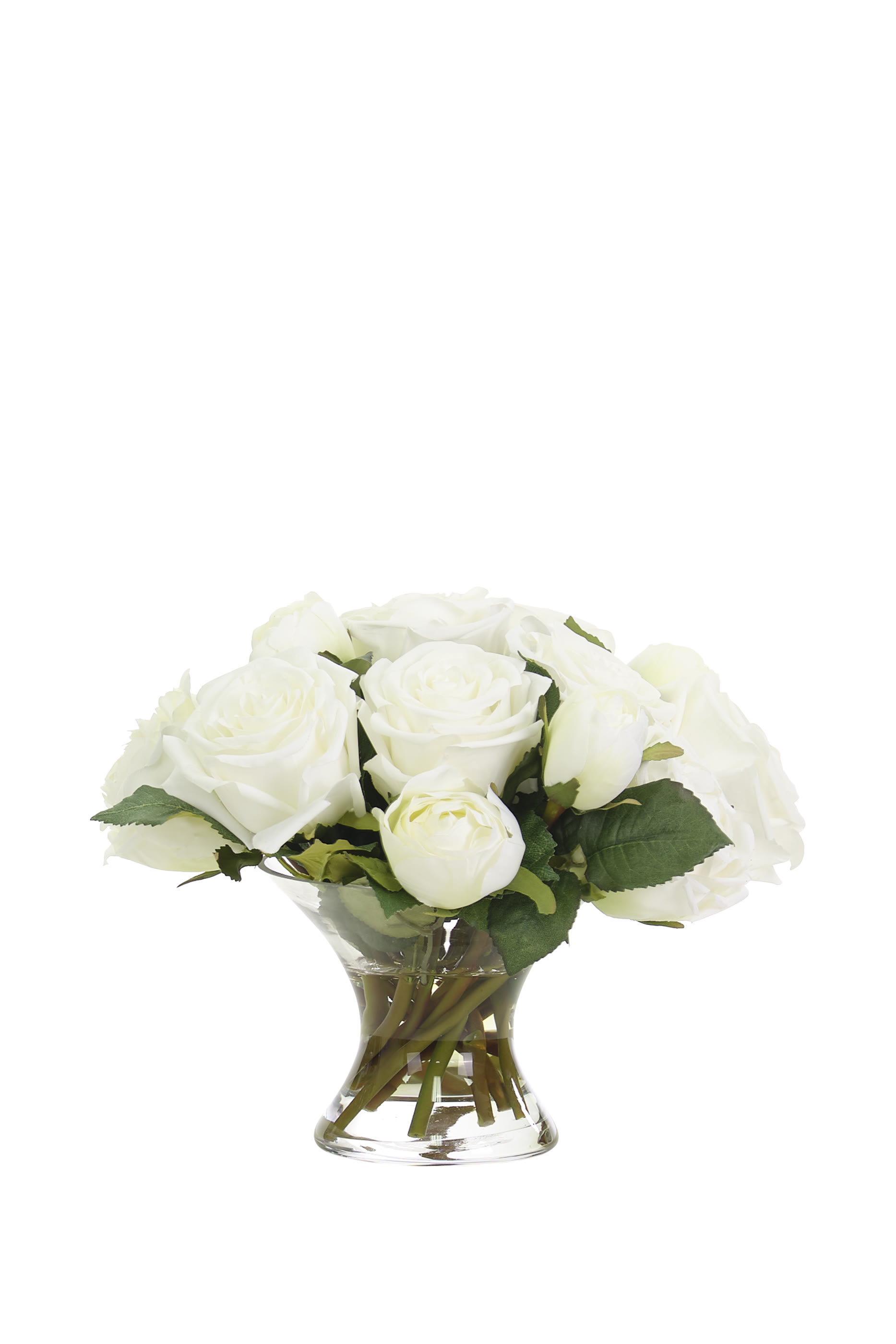 Roses in Flared Glass Vase